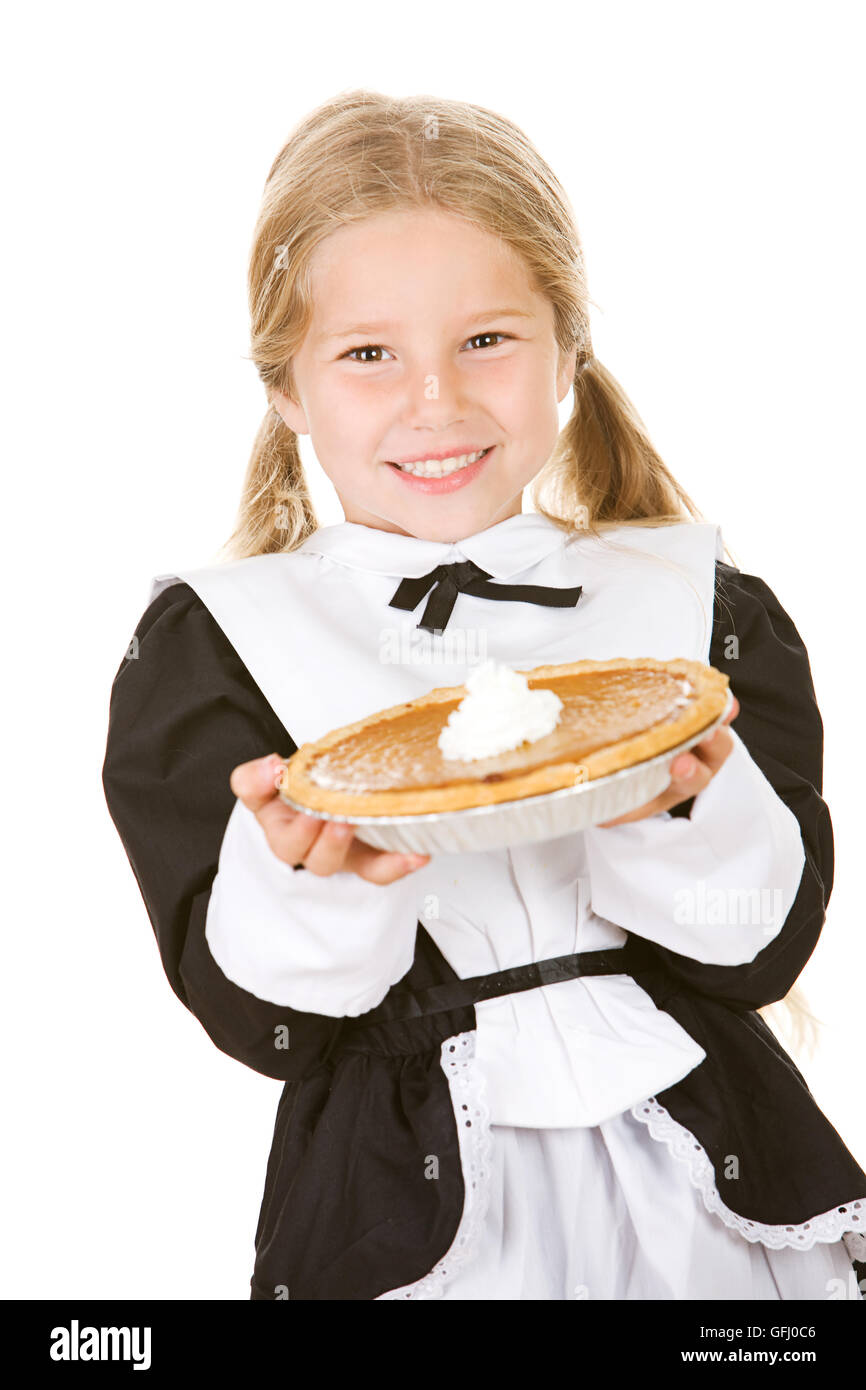 Little girl dressed as a Thanksgiving Pilgrim Stock Photo Alamy