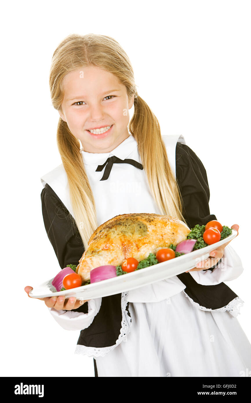 Little girl dressed as a Thanksgiving Pilgrim Stock Photo Alamy