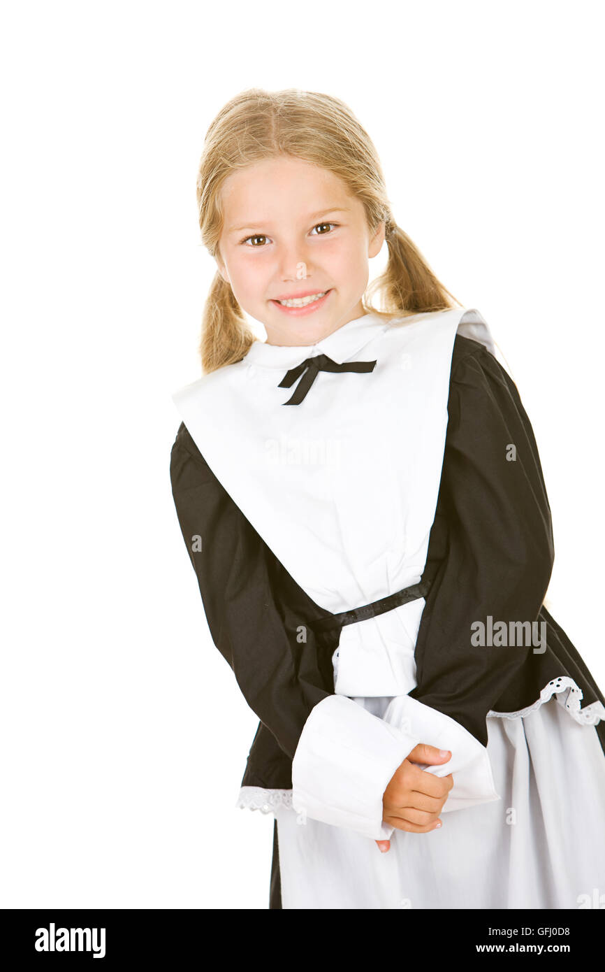 Little girl dressed as a Thanksgiving Pilgrim Stock Photo Alamy