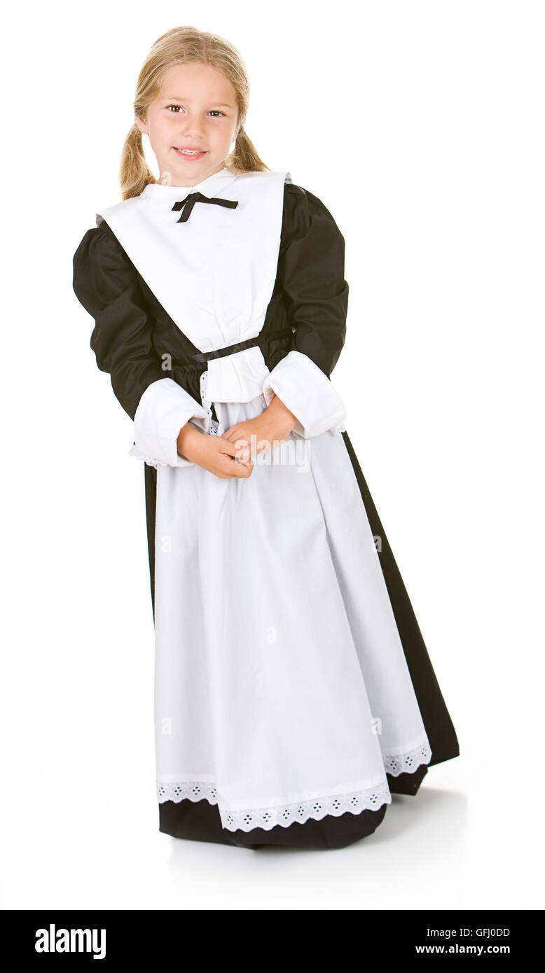 Little girl dressed as a Thanksgiving Pilgrim Stock Photo Alamy
