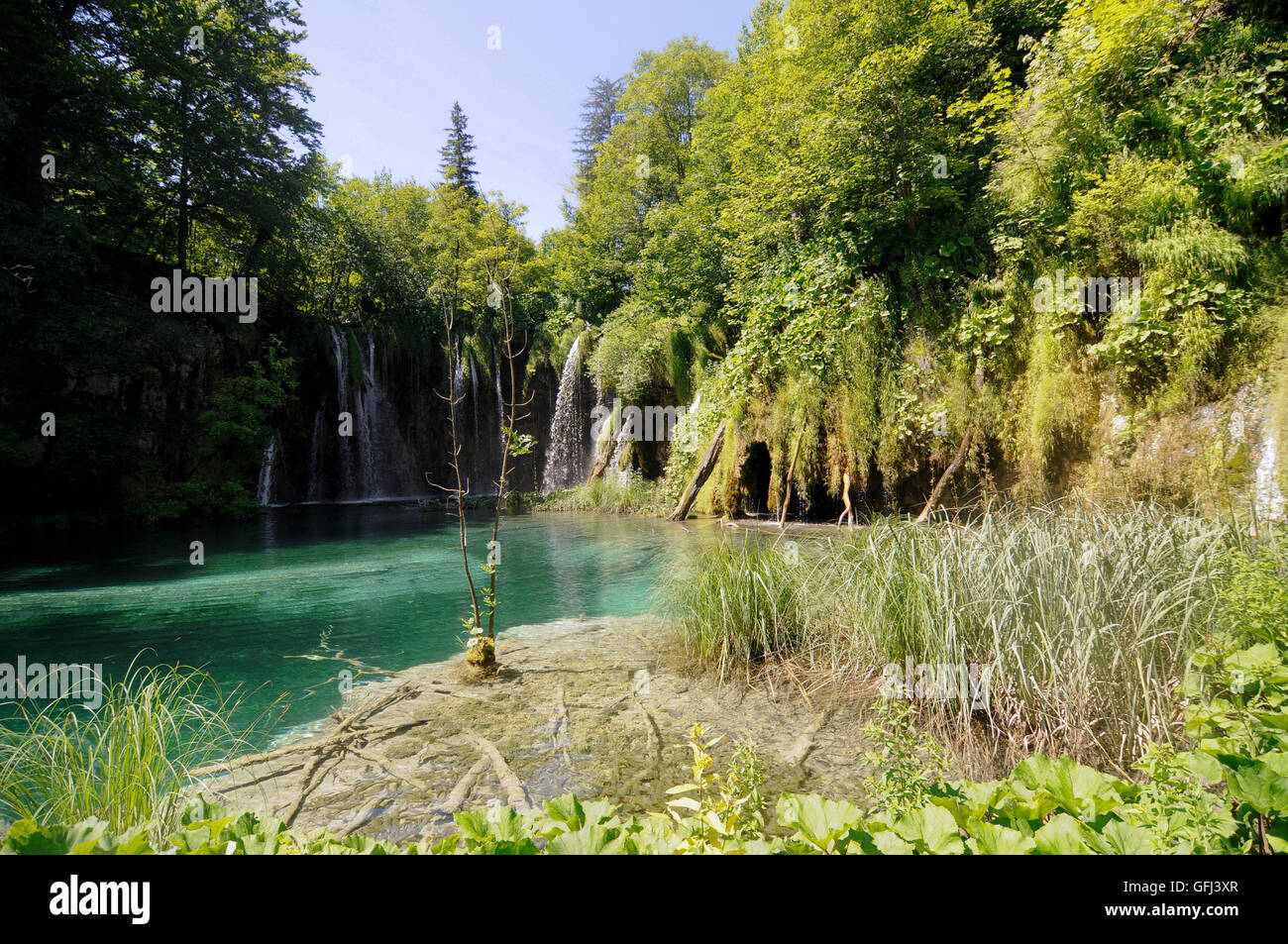 Waterfalls in Plitvitce Lakes, Croatia Stock Photo