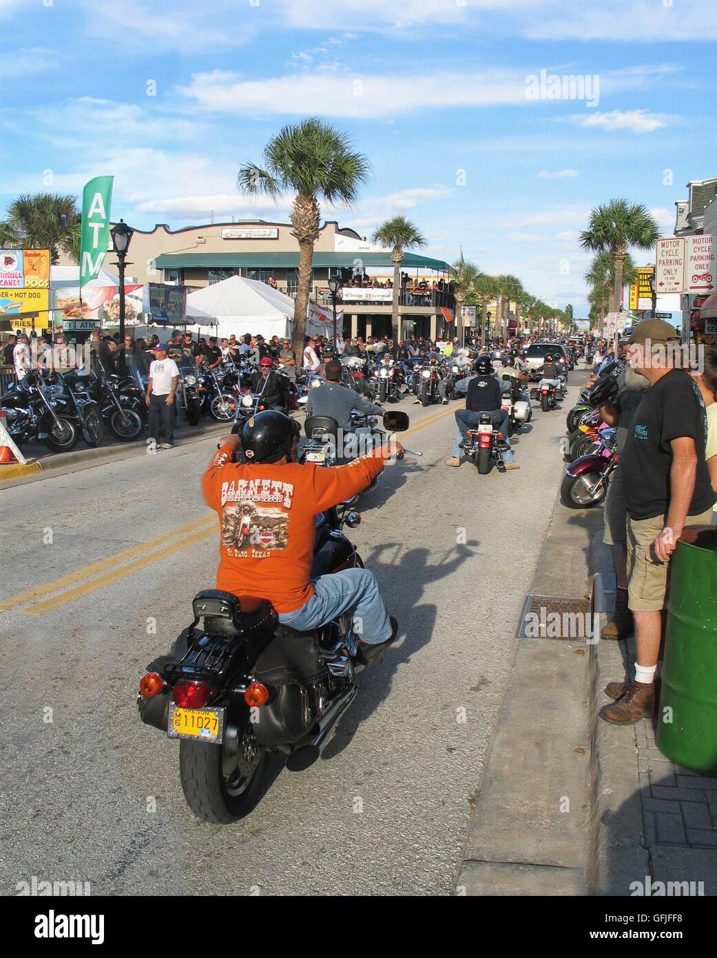 Daytona Beach's Main Street area hosts the yearly motorcycle event known as Biketoberfest. Stock Photo