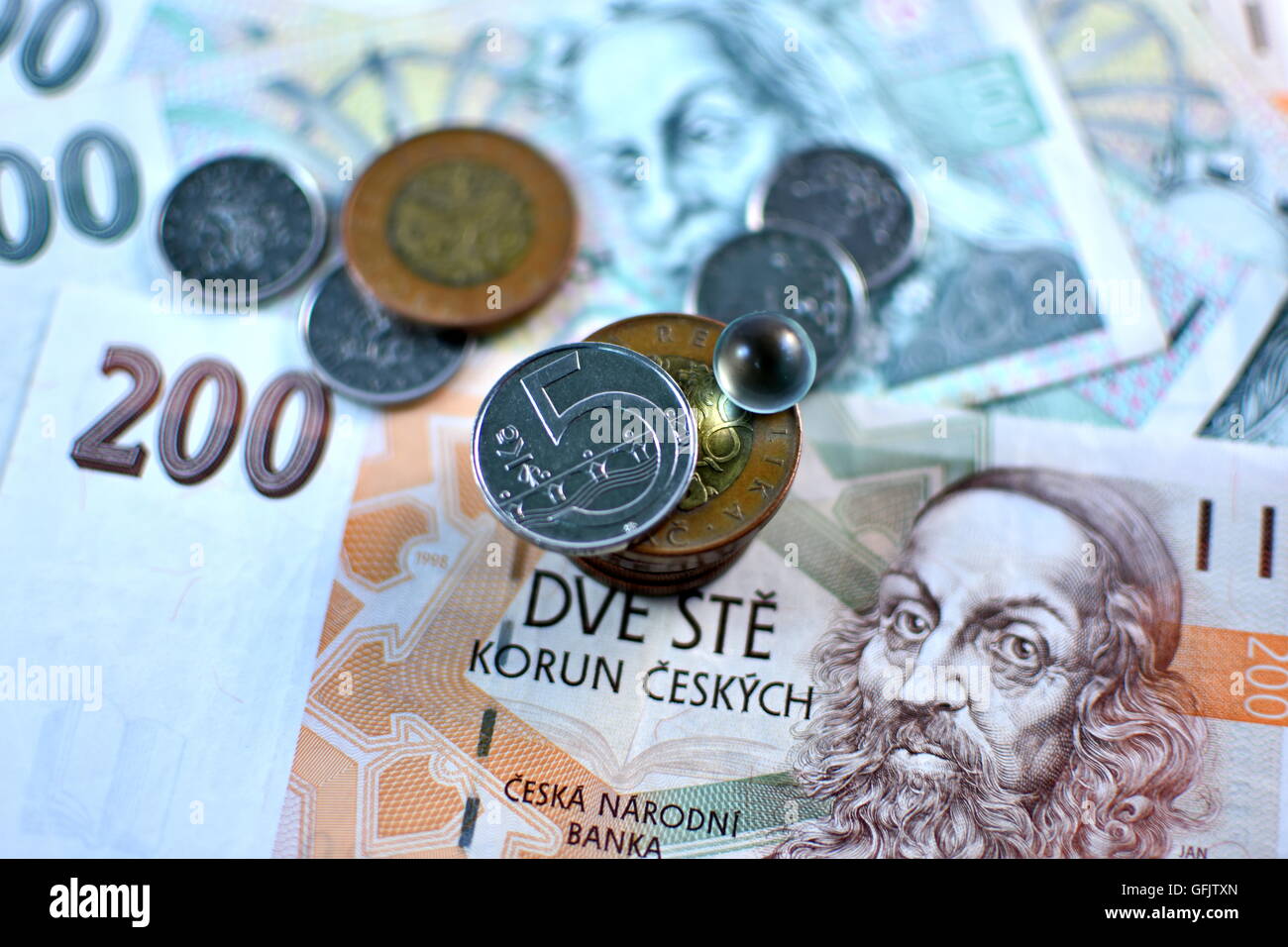 Czech bank notes close up hi-res stock photography and images - Alamy