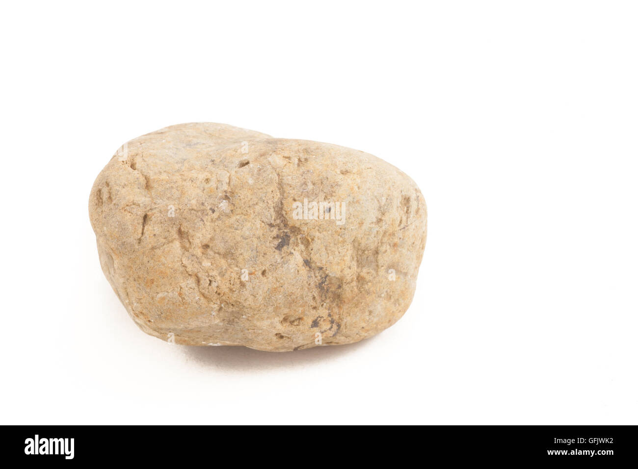 Brown small pebble on white isolate background Stock Photo