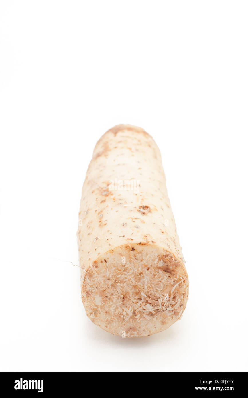 Japanese yam called Yamaimo on white isolated background Stock Photo