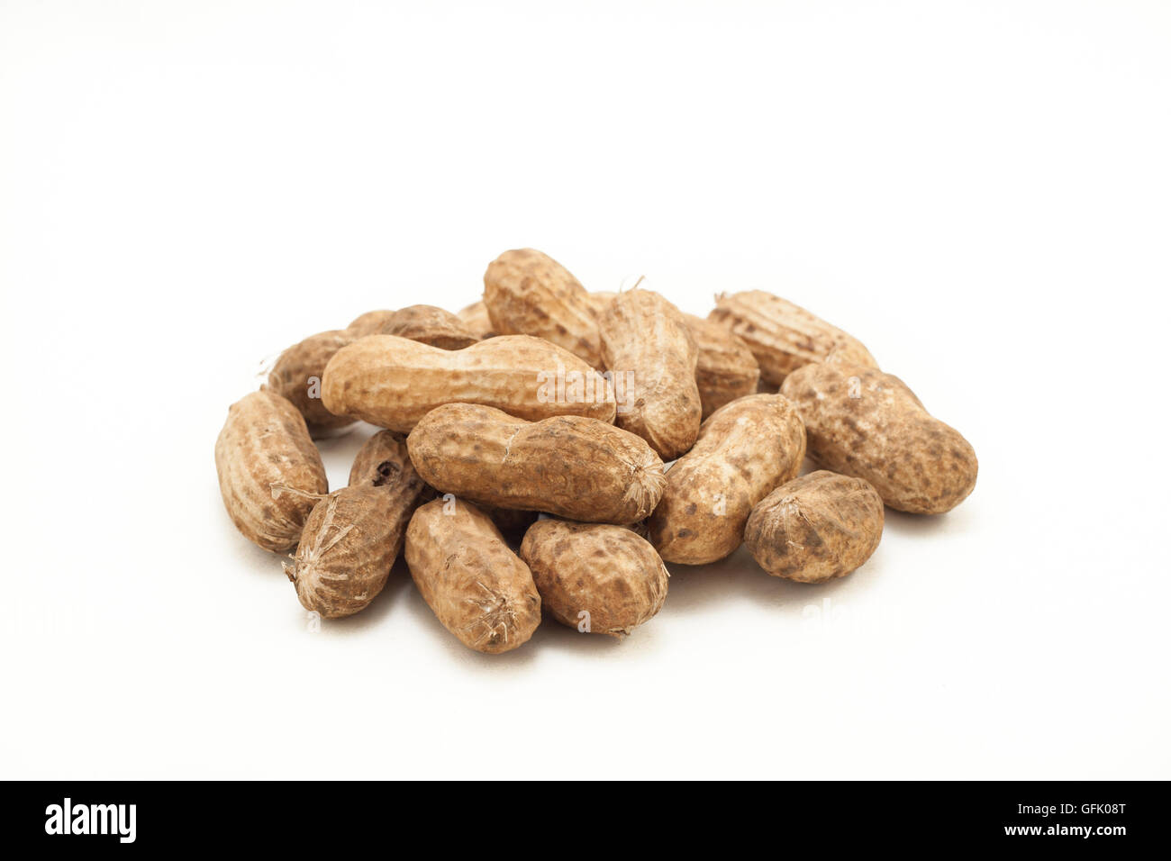 peanut hulls on white isolated background Stock Photo