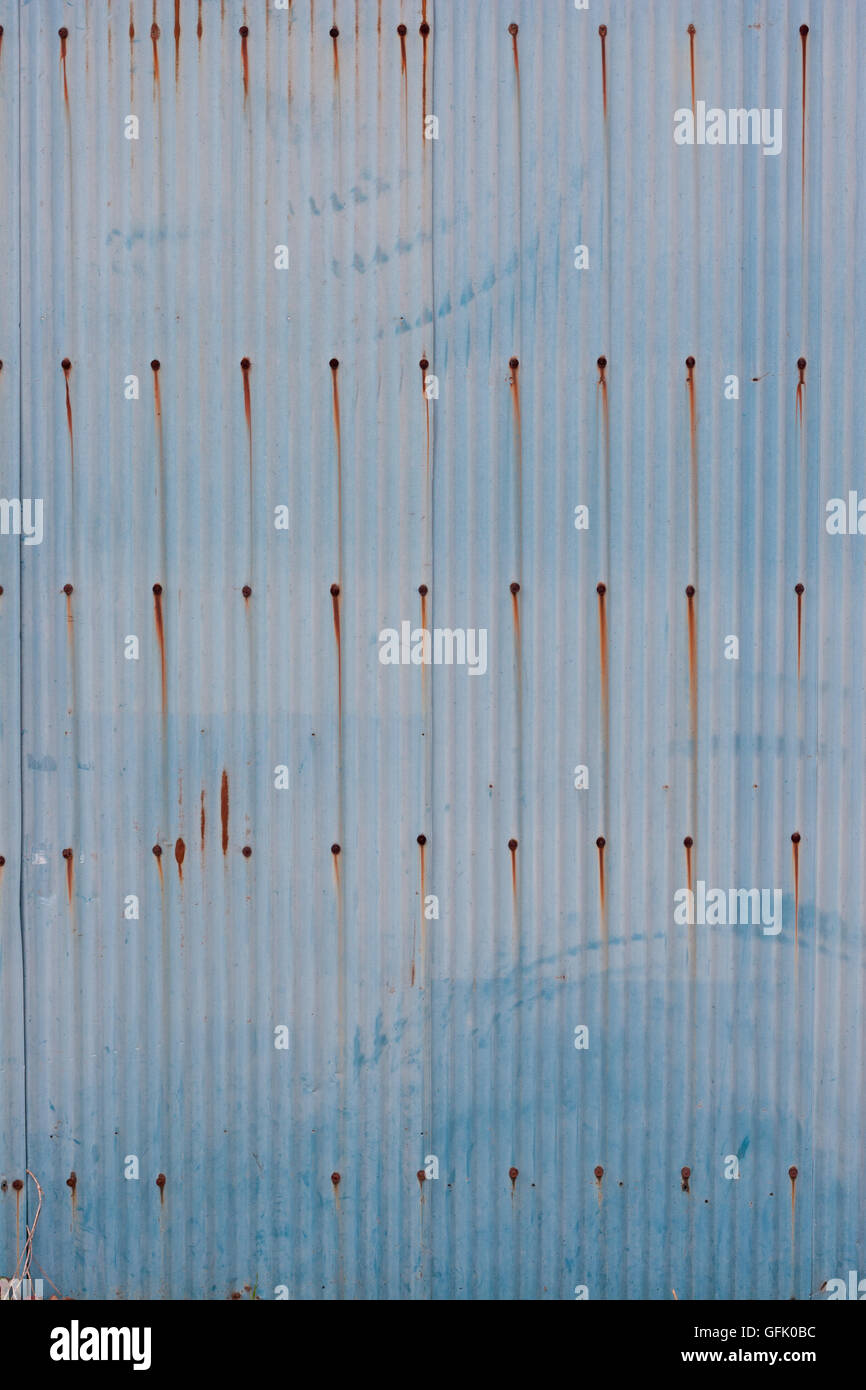 Blue rusty metal wall in full frame Stock Photo - Alamy
