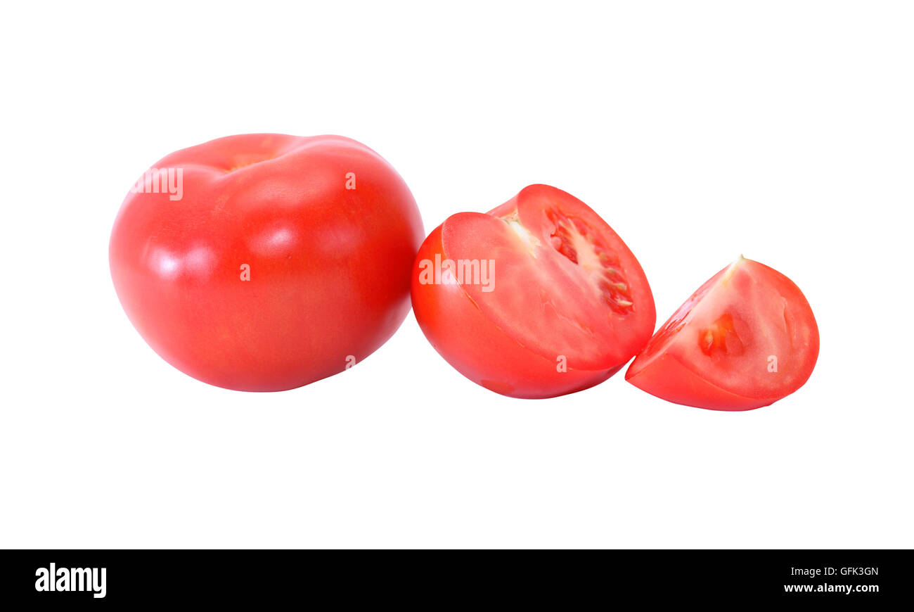 Red sliced tomatoes isolated on white background with clipping path ...