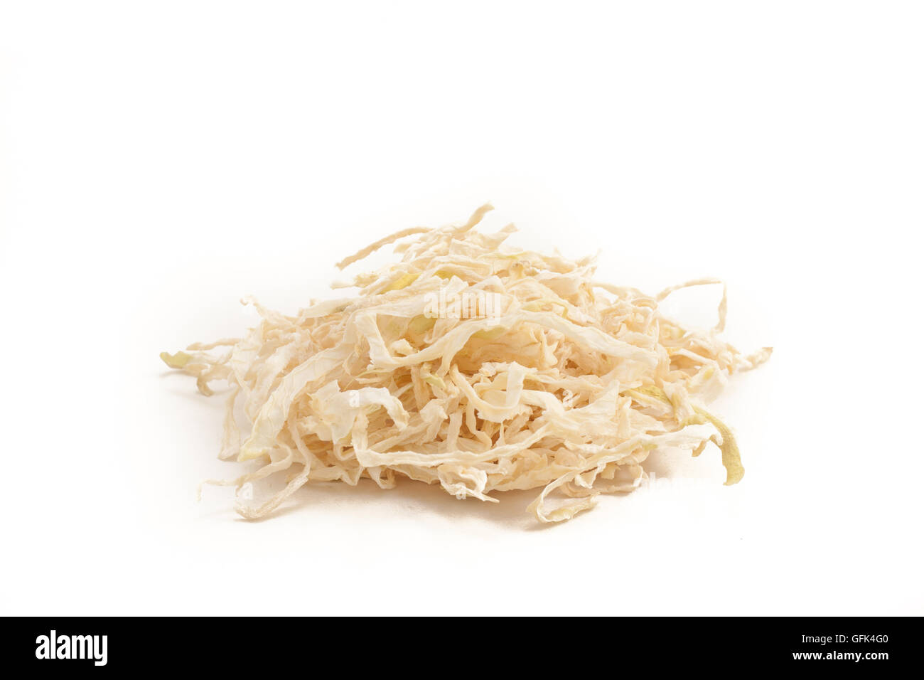 Japanese sliced and dried radish called Kiriboshi Daikon on white