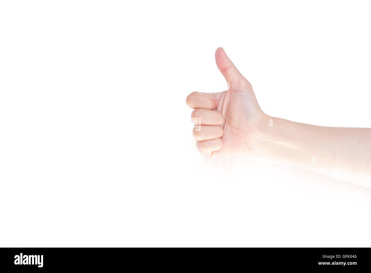 Japanese hand gesture: Good, on white isolated background Stock Photo