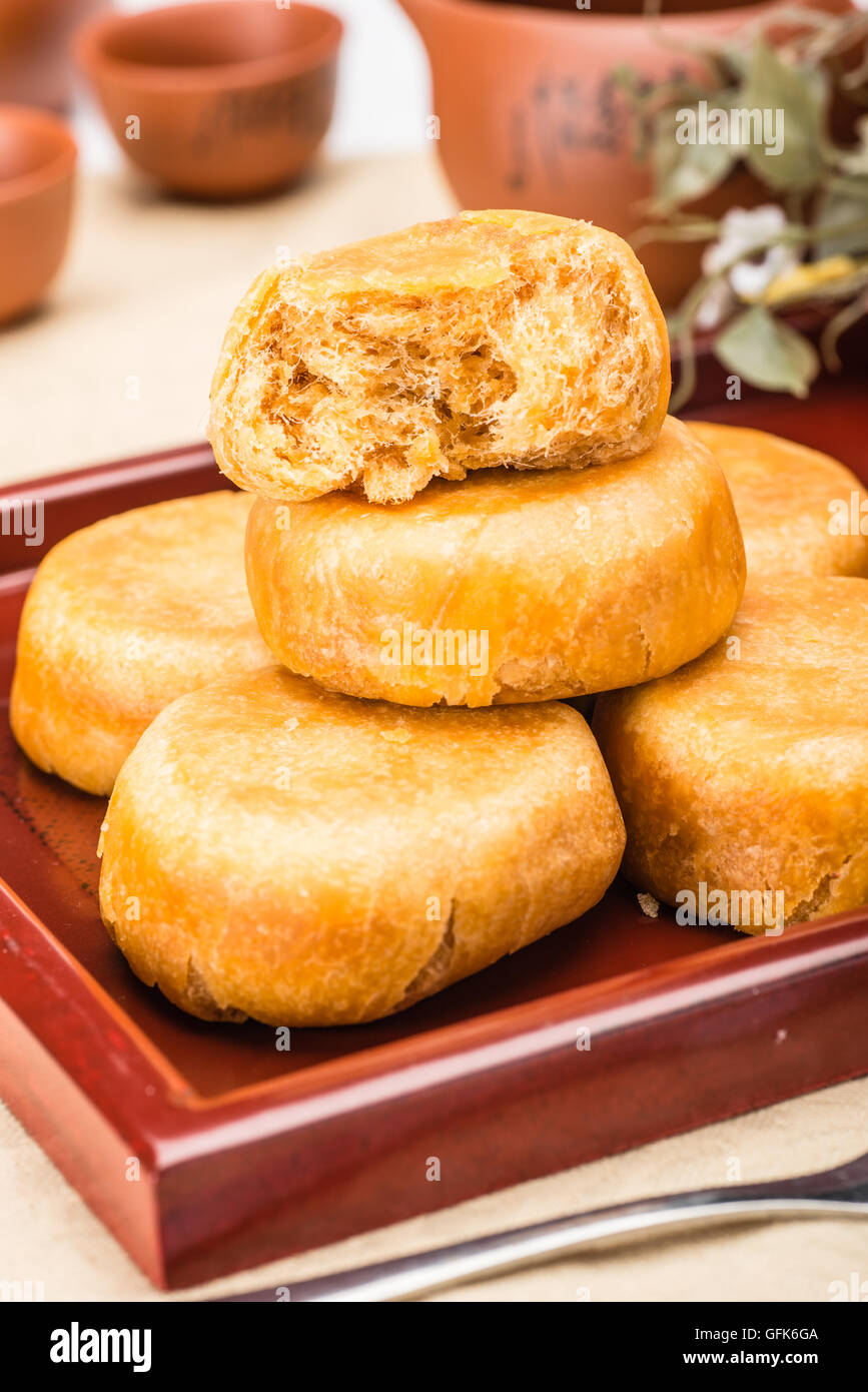 pie with rousong. rousong, also called meat wool, meat floss, pork