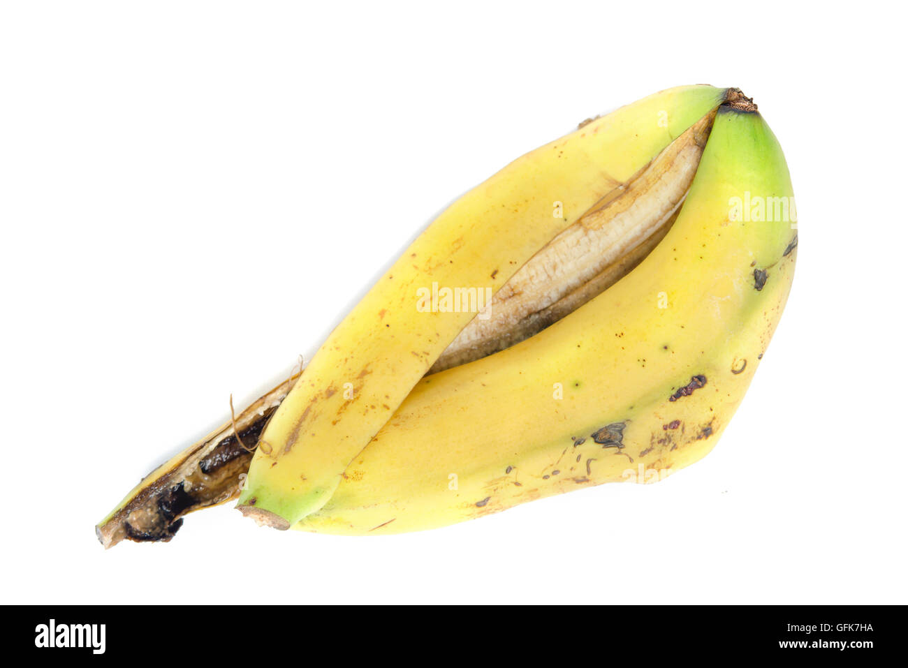 Banana (Other names are Musa banana acuminata, Musa balbisiana, and Musa x paradisiaca) fruit peel isolated on white background Stock Photo