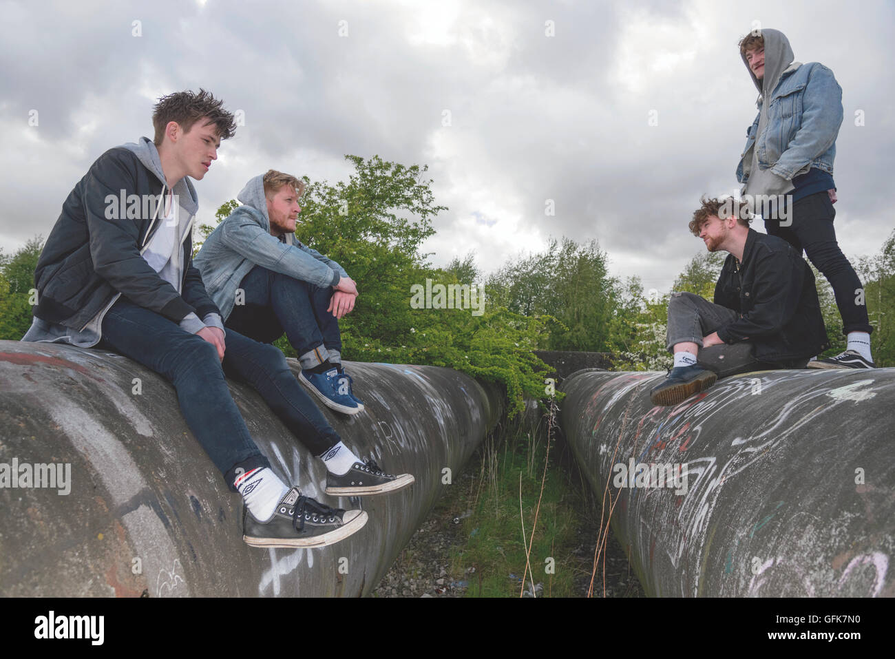 The boys of band Viola Beach at Fiddlers Ferry. L to r. River Reeves