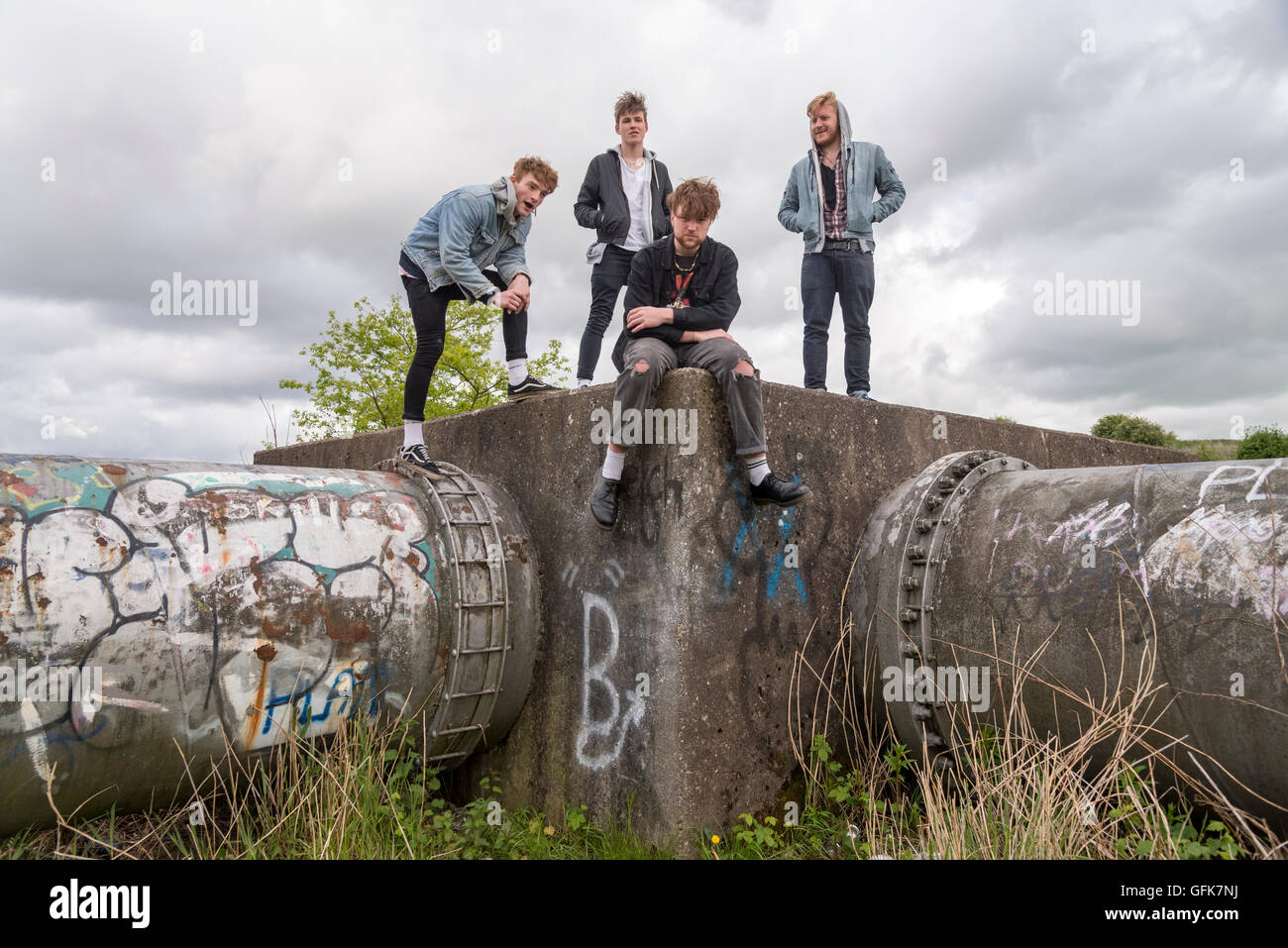 The boys of band Viola Beach at Fiddlers Ferry. L to r. Jack Dakin