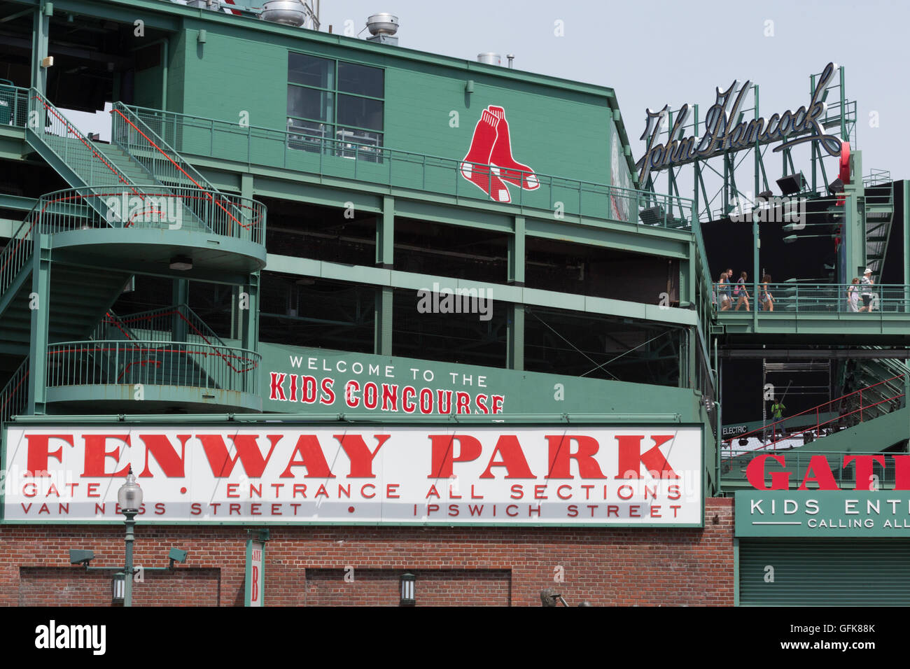 A photograph of the entrance to Fenway Park in Boston. It is home to the Boston Red Sox baseball team. Stock Photo