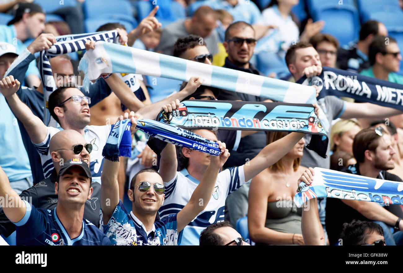 Lazio fans during the Friendly match between Brighton and Hove Albion and Lazio at the American Express Community Stadium in Brighton and Hove. July 31, 2016. Simon  Dack / Telephoto Images Stock Photo