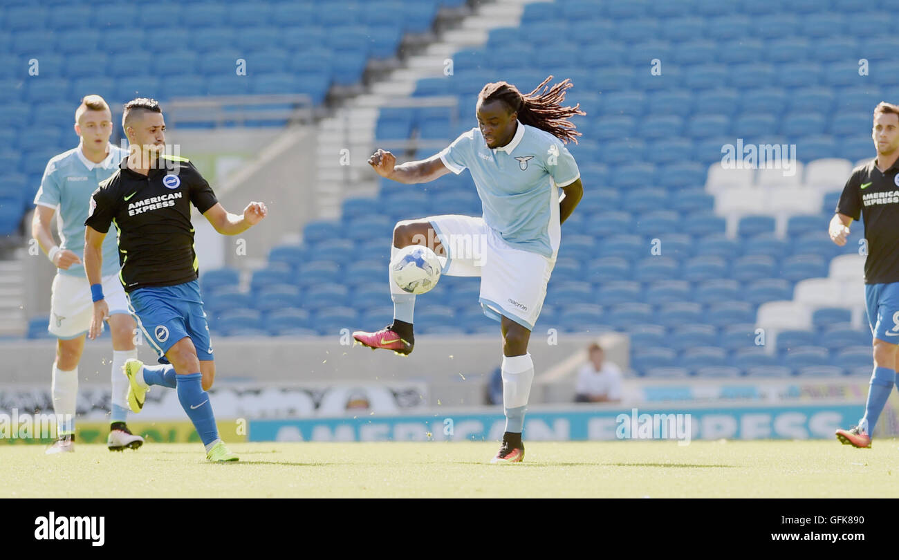 Jordan Lukaku of Lazio during the Friendly match between Brighton and Hove Albion and Lazio at the American Express Community Stadium in Brighton and Hove. July 31, 2016. Stock Photo