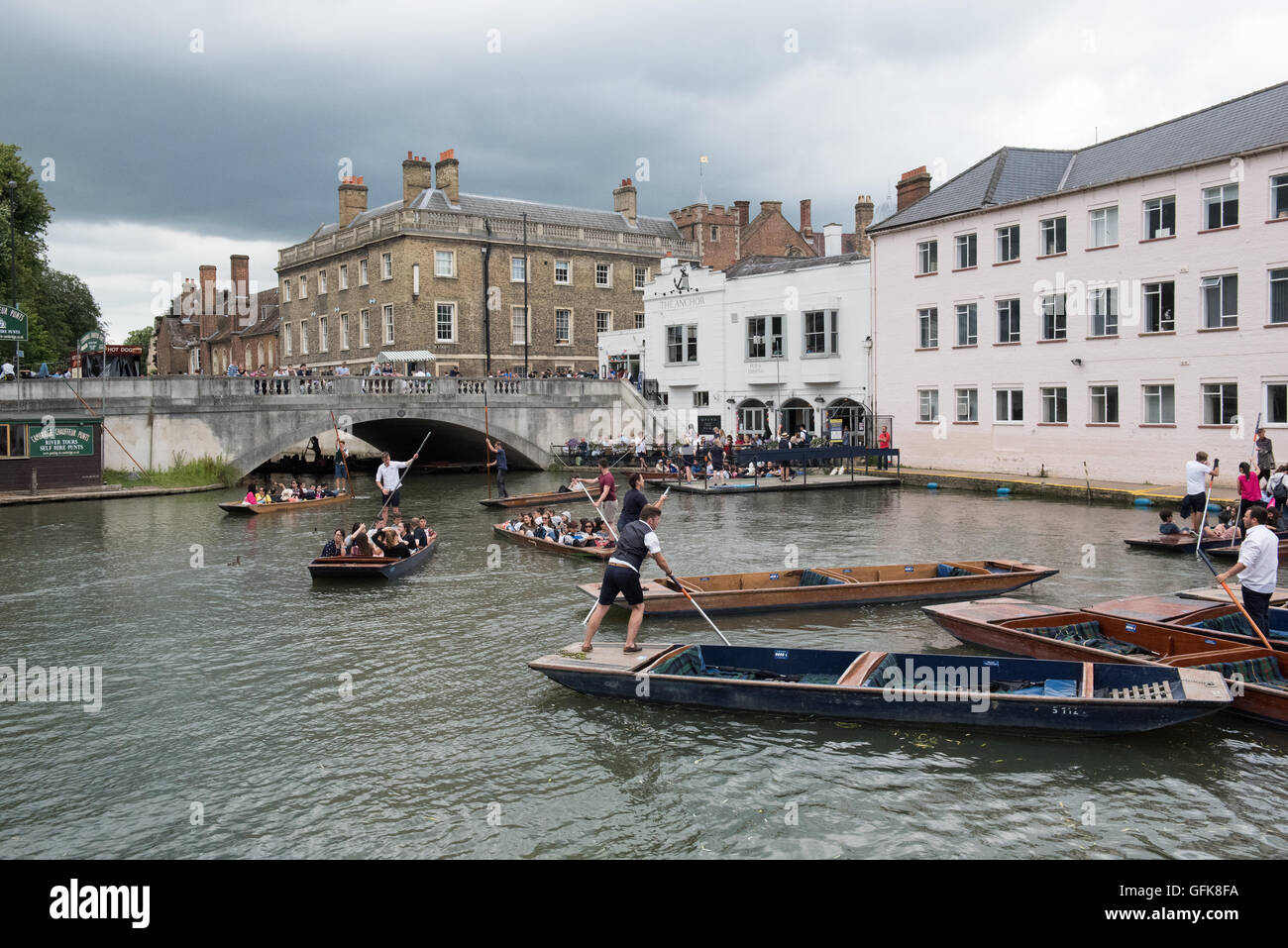punting on the River Cam in Cambridge, UK Stock Photo