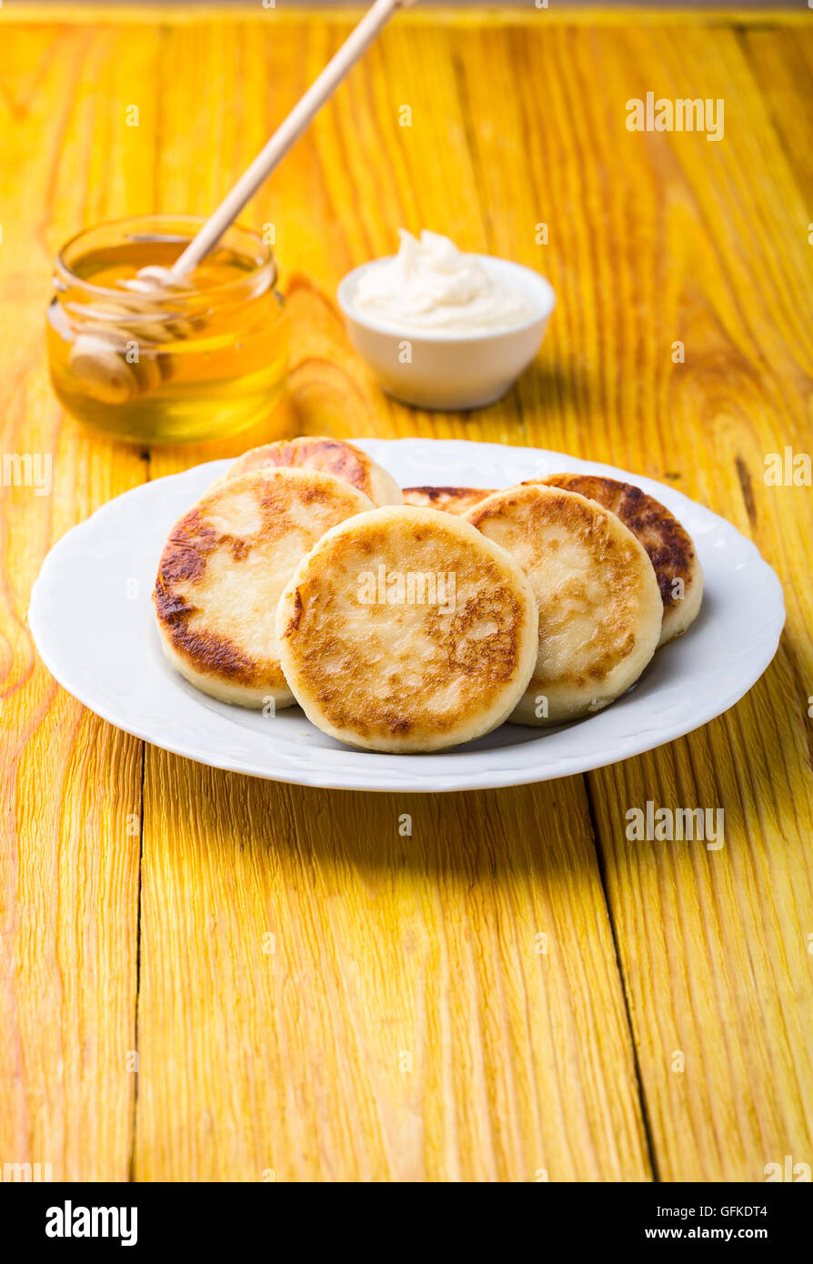 Cottage cheese pancakes, homemade traditional Ukrainian and Russian