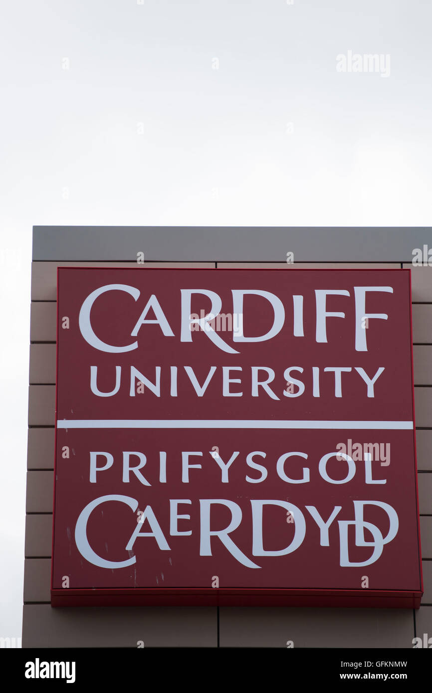 Cardiff University sign logo Stock Photo