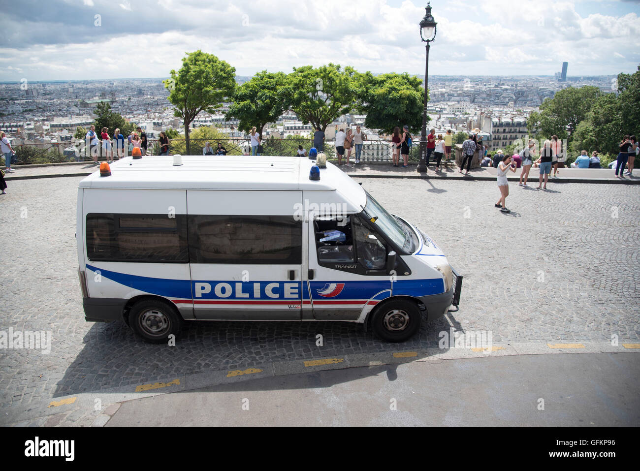 Police van Sacre Coeur Stock Photo