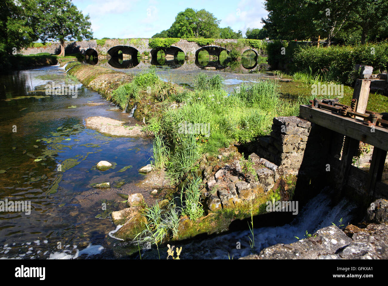 Bridge over Kings river in Kells, County Kilkenny Ireland Stock Photo