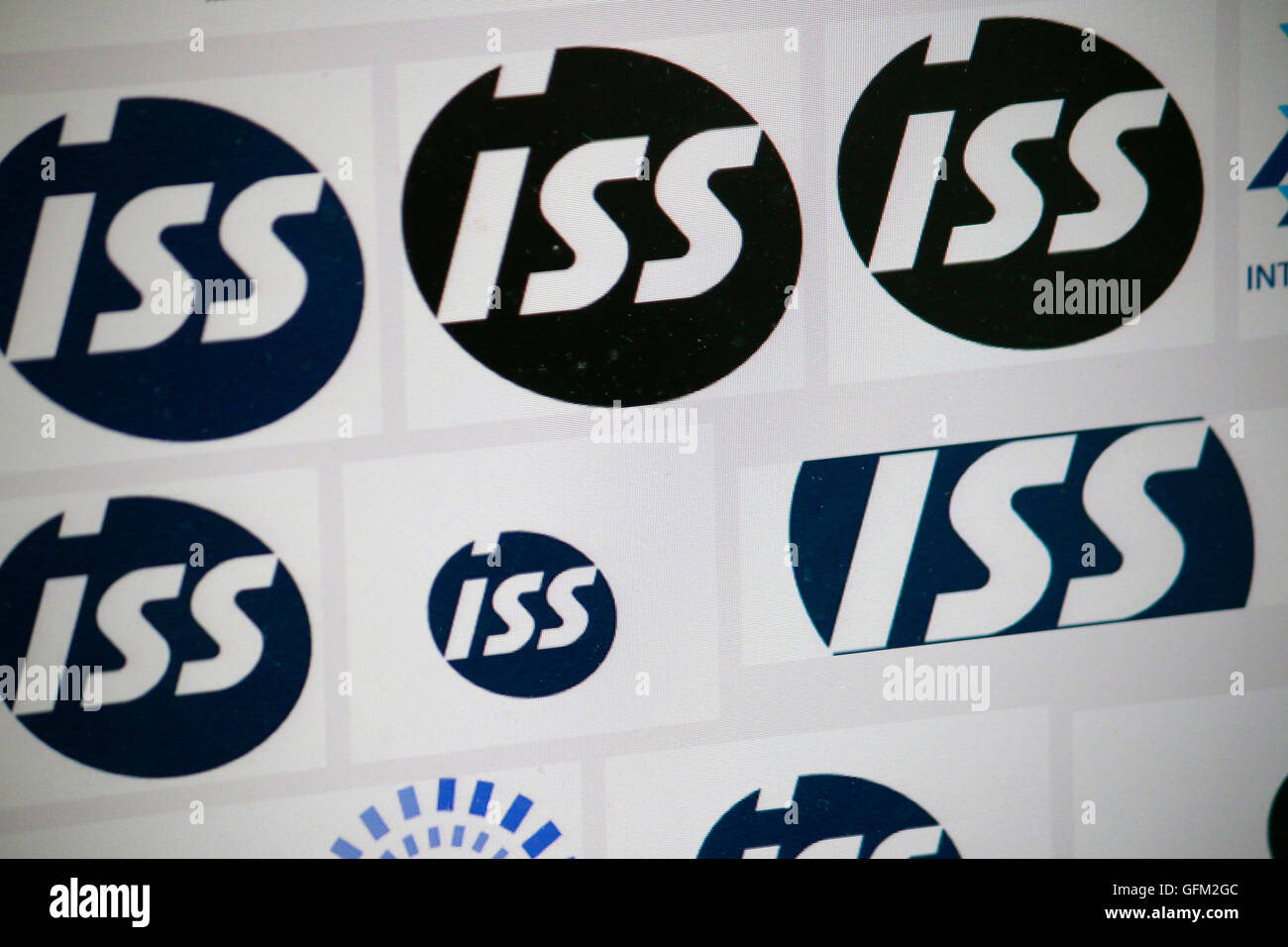 Loge der Marke 'ISS', Berlin. Stock Photo
