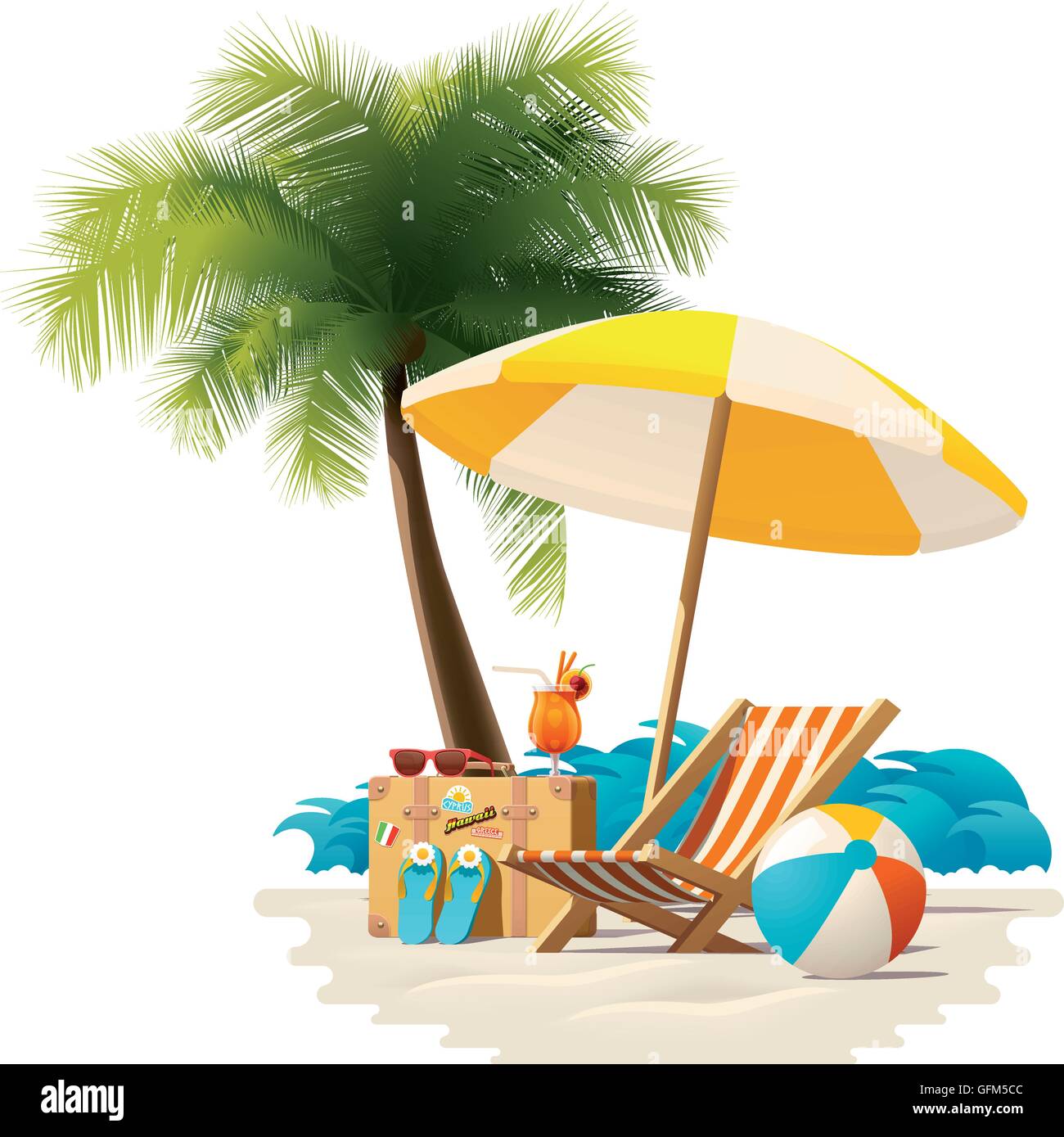 Vector travel and summer beach vacation relax icon Stock Vector Image ...