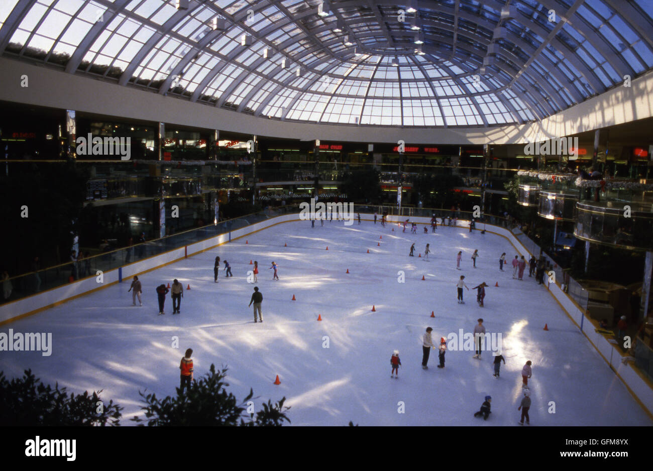 Ice skating and hockey rink at the West Edmonton Mall. Edmonton, Alberta, Canada, Stock Photo
