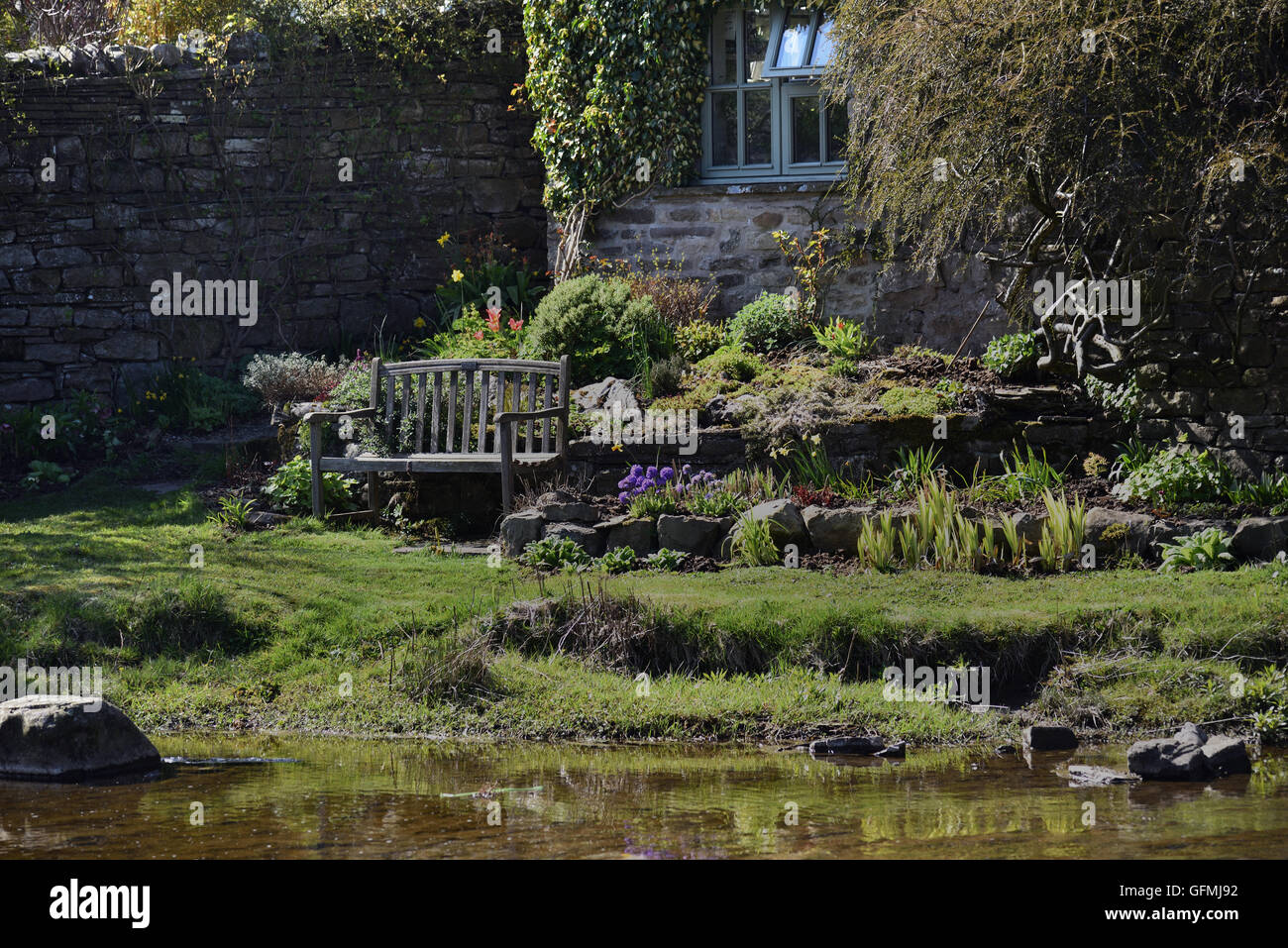 Waterside, garden, Gayle Village, Upper Wensleydale, Yorkshire Dales