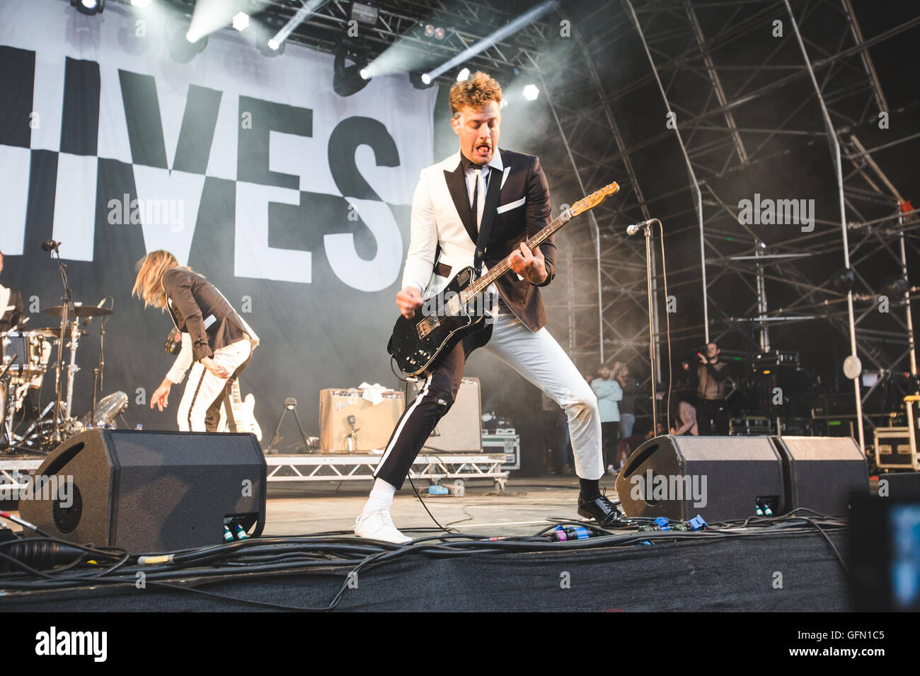 July 31, 2016 - Pelle Almqvist, Niklas Almqvist, Christian Grahn, Dr. Matt  Destruction, Vigilante Carlstroem and Randy Fitzsimmons, of the Swedish  rock band, The Hives, perform at YNOT Festival, Matlock, UK, 2016 (