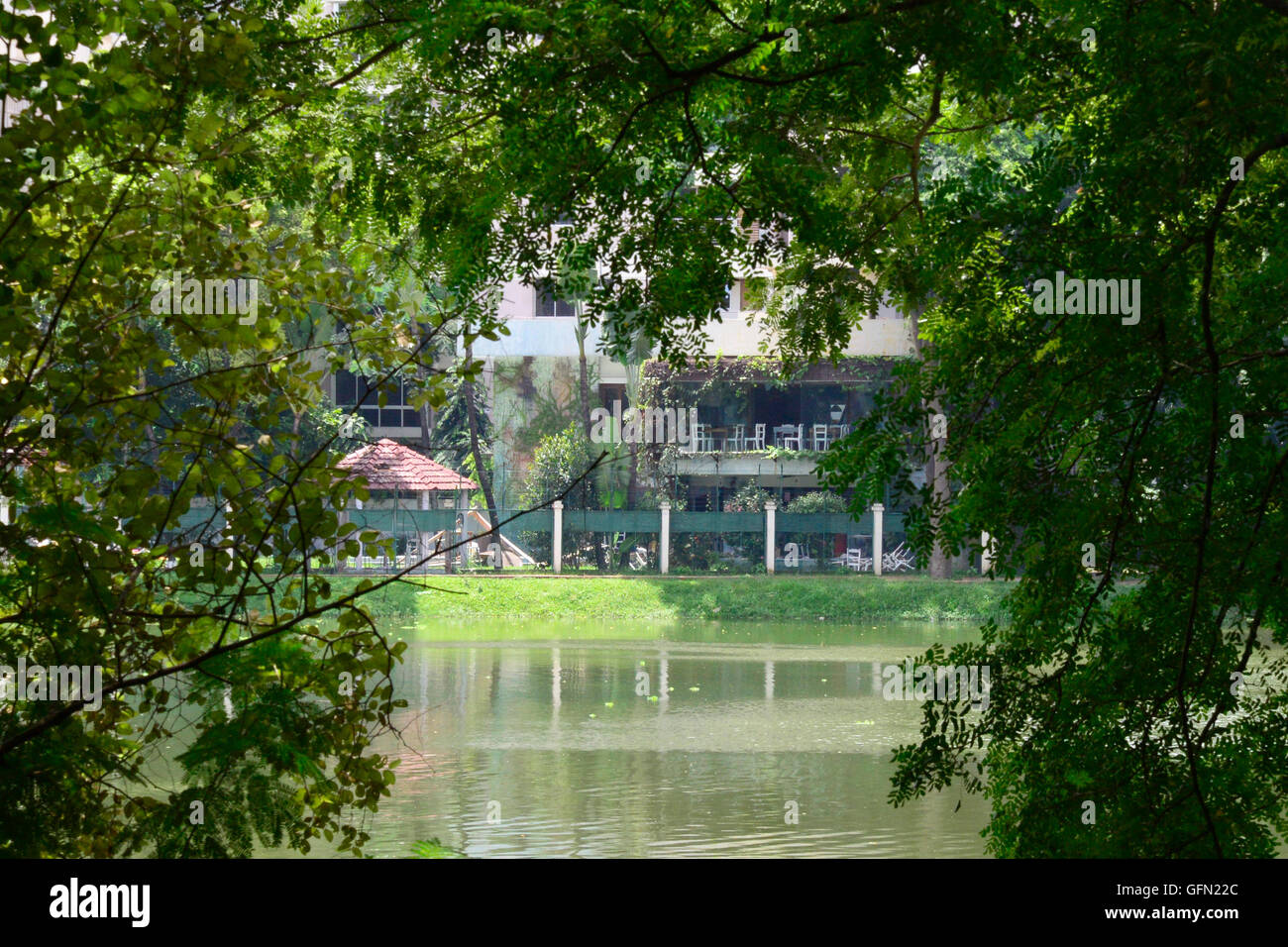 Dhaka, Bangladesh. 01st Aug, 2016. A view of Holey Artisan Bakery restaurant in Dhaka on August 1, 2016, in a street leading to the entrance of a Holey Artisan Bakery restaurant which was the site of a bloody siege that ended in the death of seventeen foreigners and five Bangladeshis on July 1. Credit:  Mamunur Rashid/Alamy Live News Stock Photo