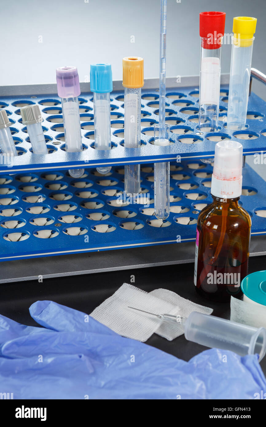 Blood collection tubes in the laboratory Stock Photo Alamy