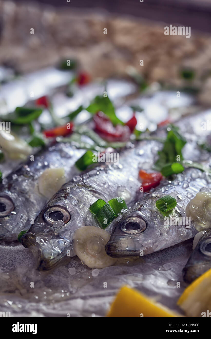 Fresh sardines ready for grilling Stock Photo Alamy