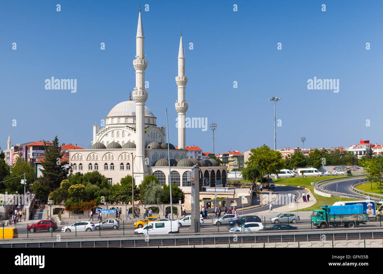 Istanbul, Turkey - June 28, 2016: Haci Ahmet Tukenmez Cami, mosque in Avcilar, district of Istanbul, Turkey Stock Photo