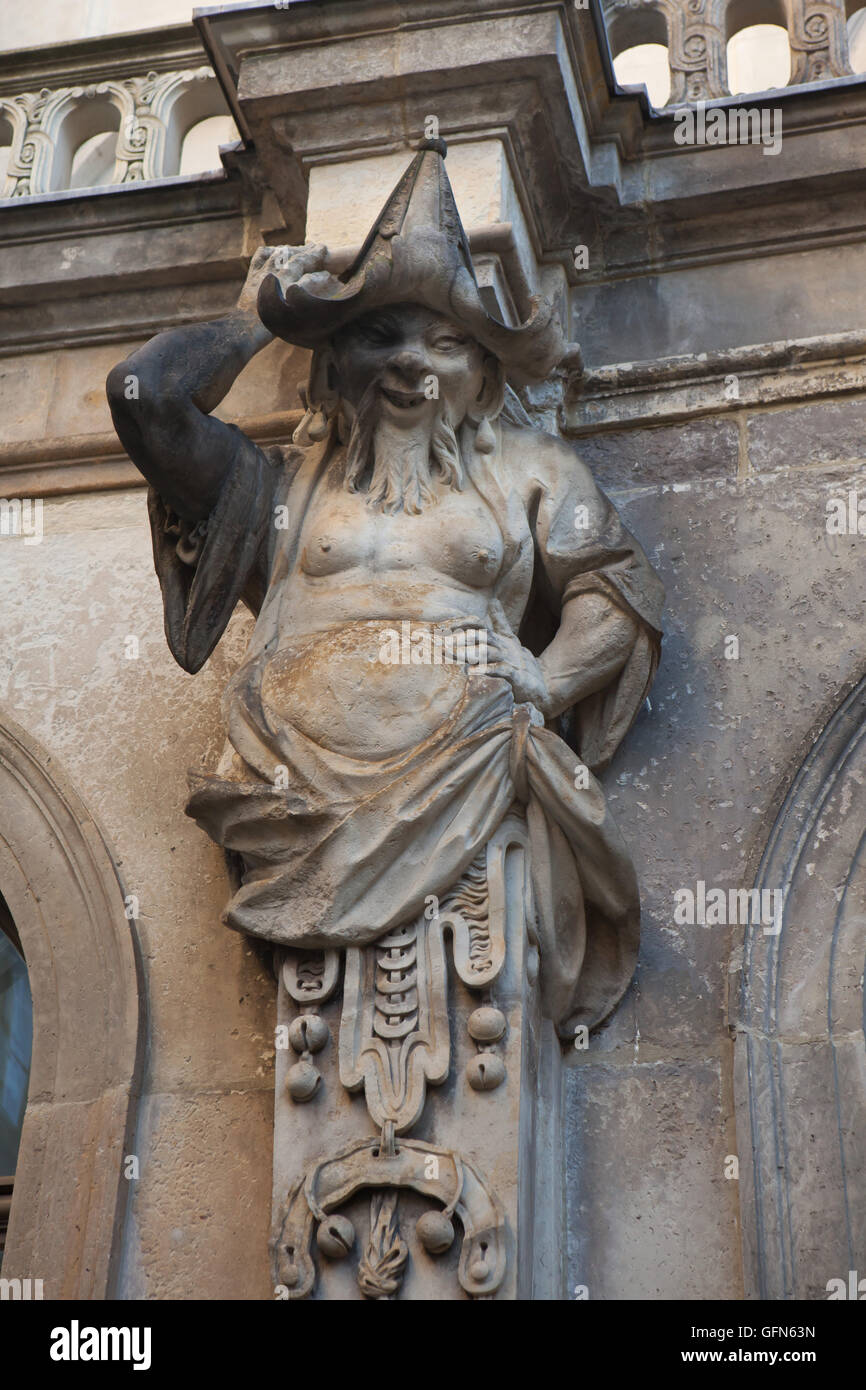 Baroque atlas in the Chinese-Japanese style on the Japanese Palace (Japanisches Palais) in Dresden, Saxony, Germany. Stock Photo