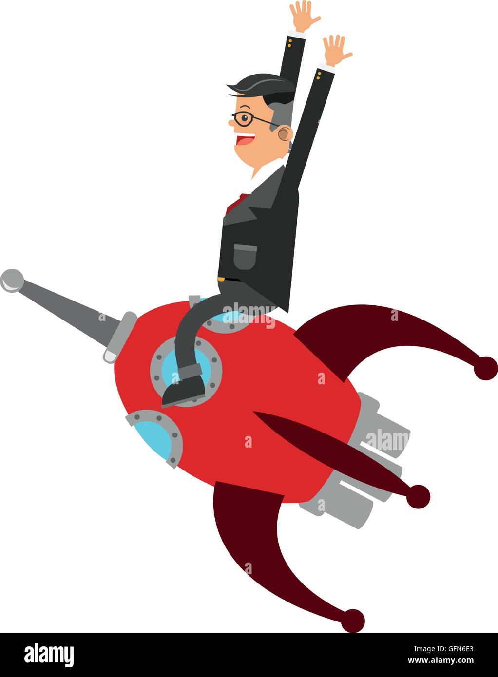 businessman on rocket icon Stock Vector Image & Art - Alamy