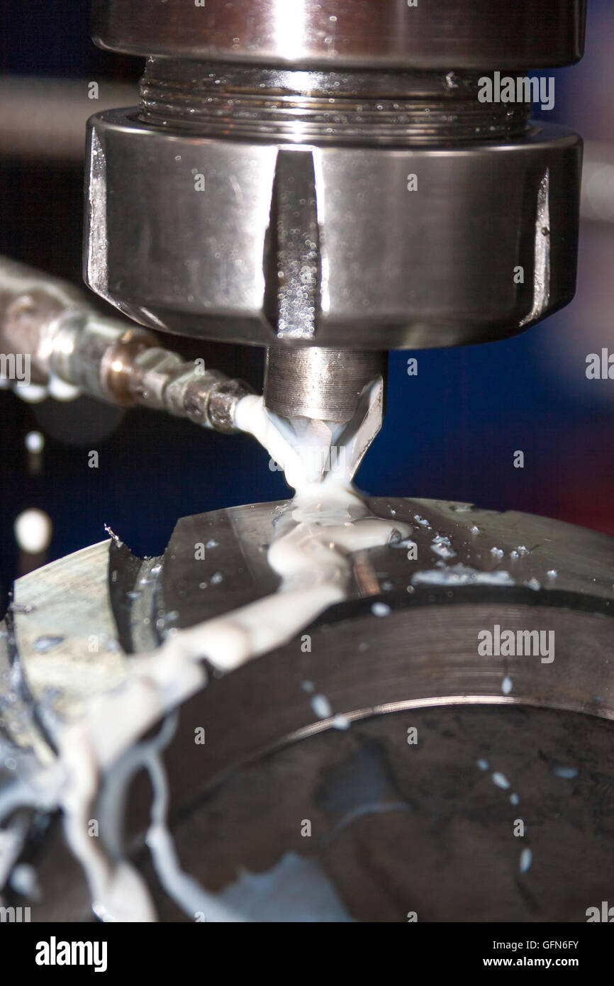 Milling machine during the process of gear elaboration Stock Photo Alamy