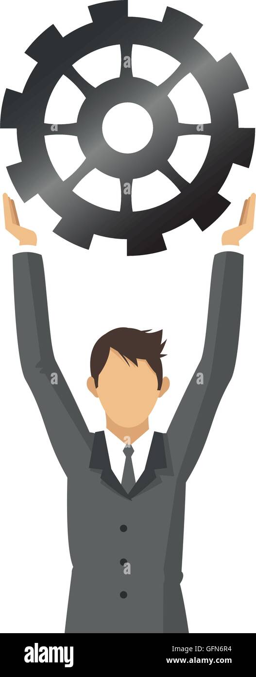 businessman with gear icon Stock Vector Image & Art - Alamy