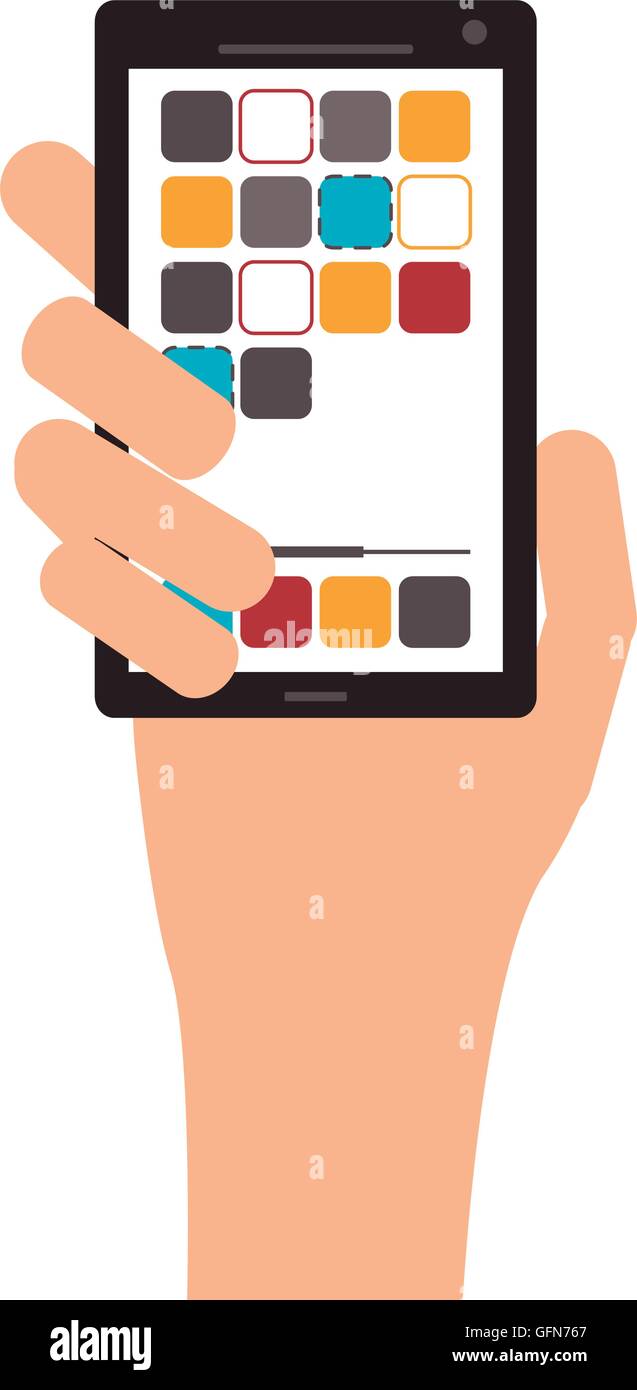 hand holding modern cellphone icon Stock Vector Image & Art - Alamy
