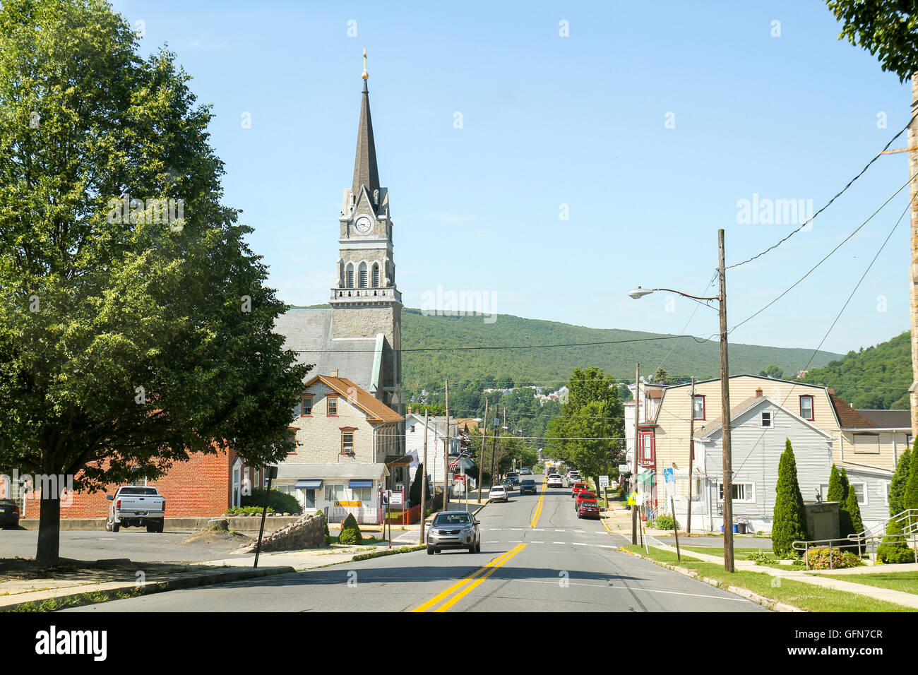 Driving into Jim Thorpe, Pennsylvania Stock Photo
