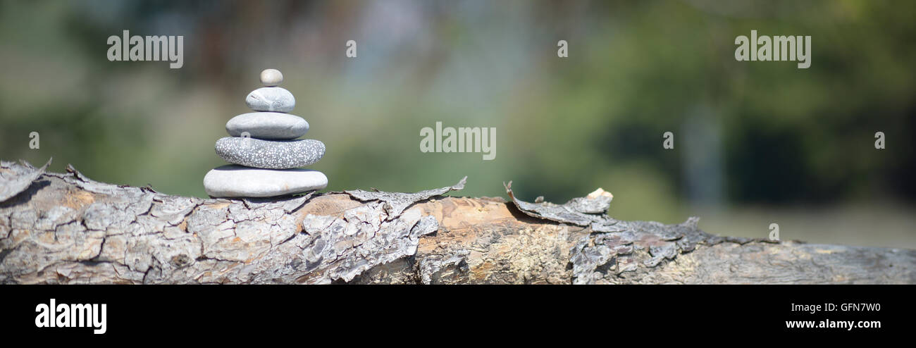 pebble tower with soft bokeh Stock Photo