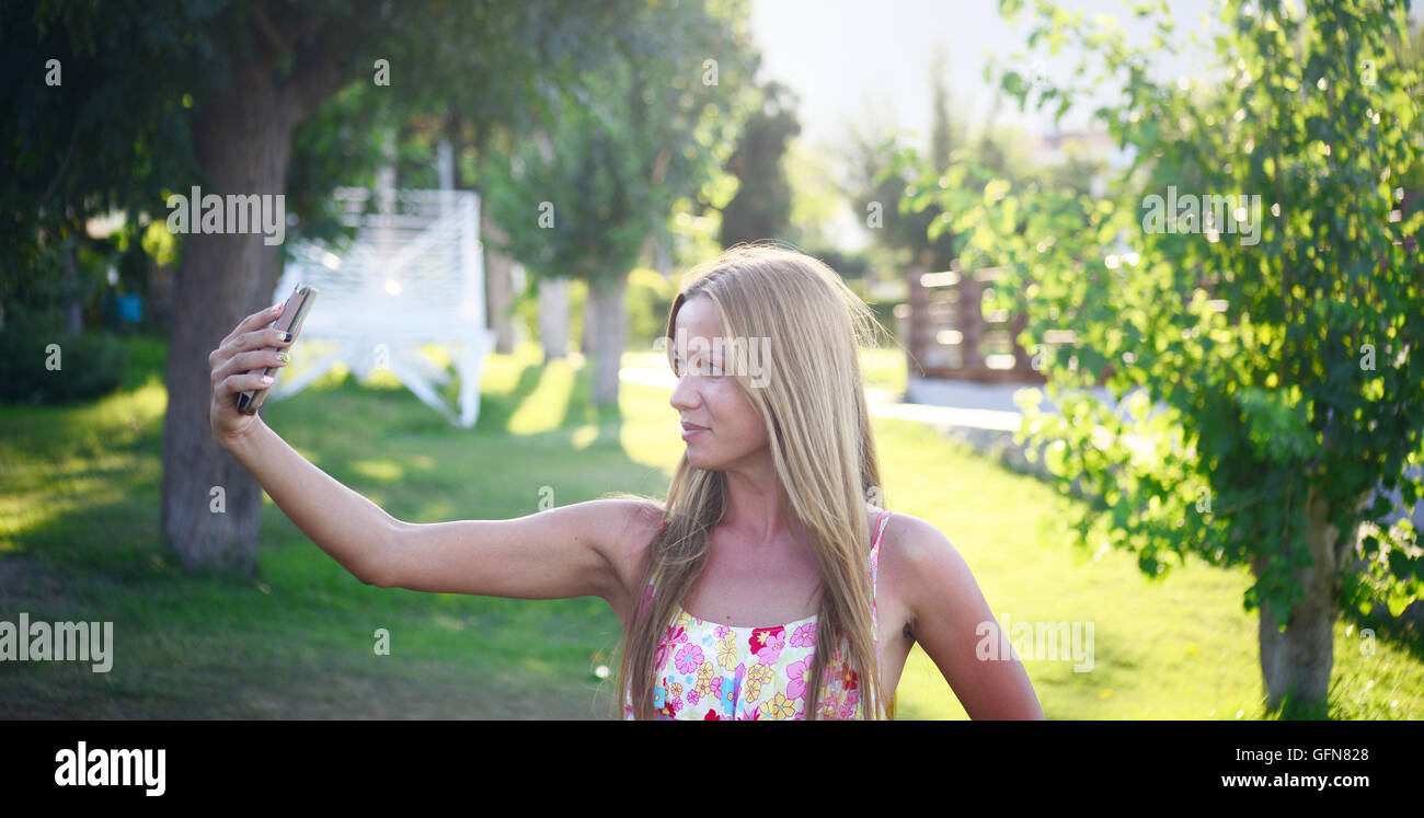 young beautiful girl taking selfie Stock Photo - Alamy