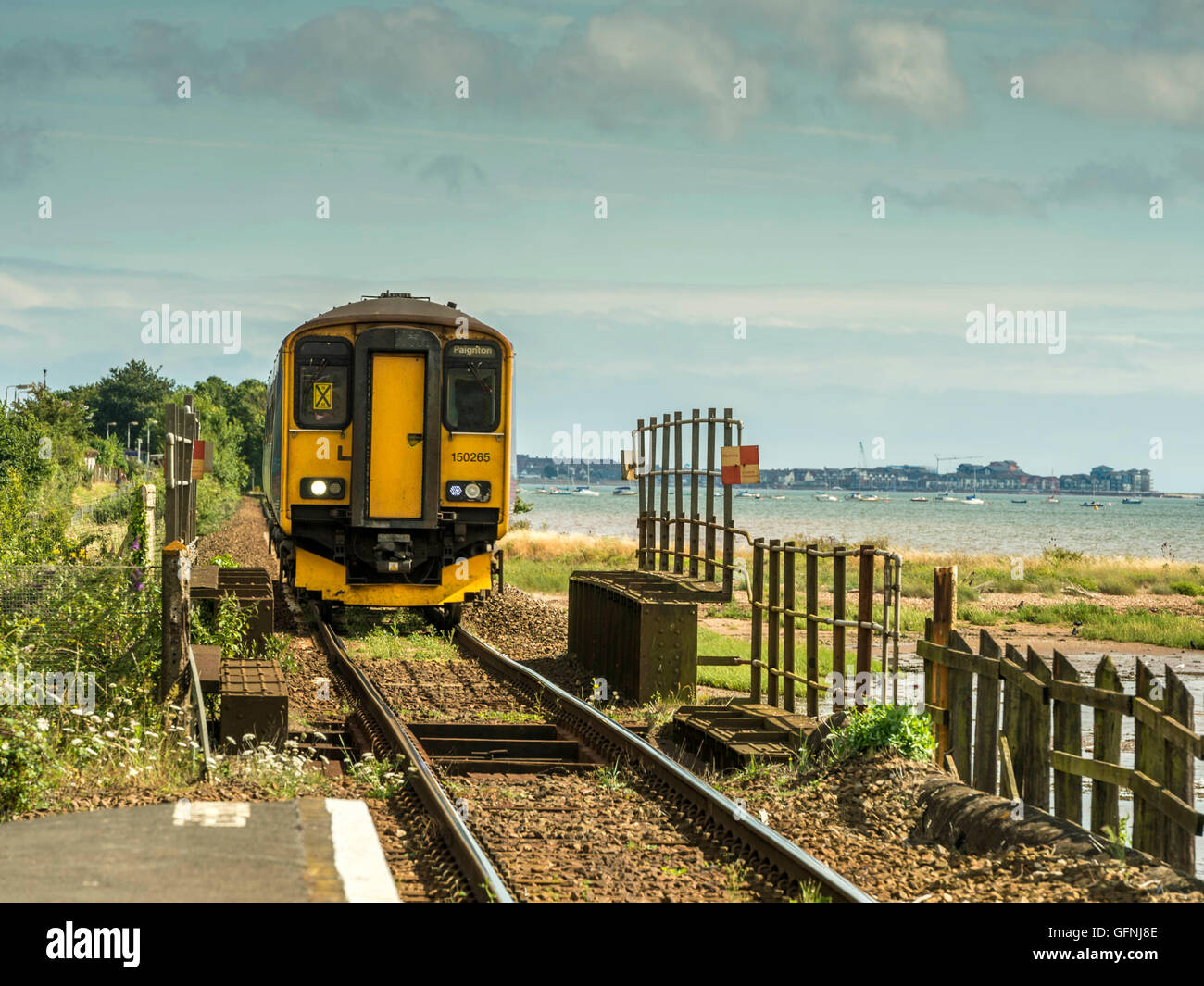 First Great Western Train arrives at Exton station bound for Paignton