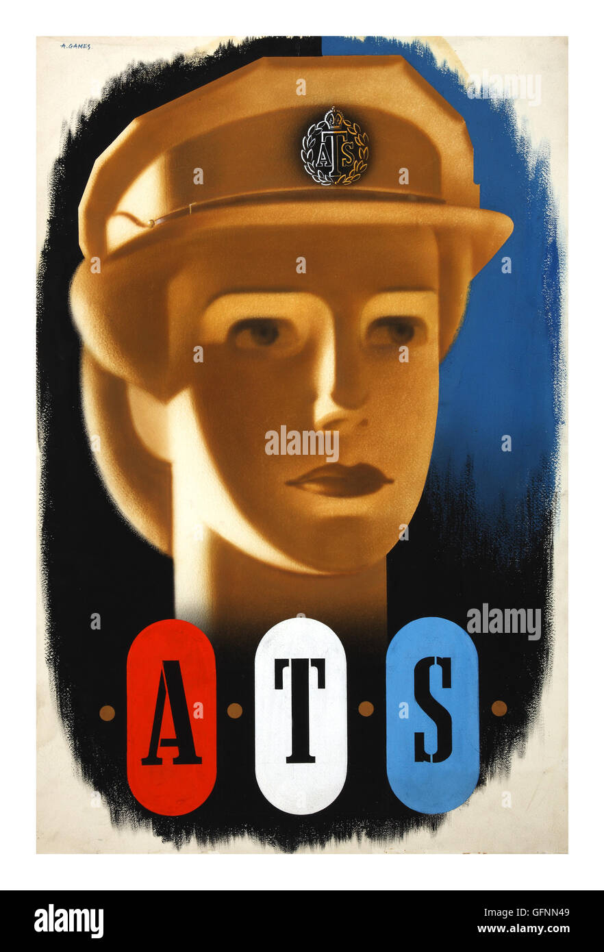 WW2 Propaganda recruitment poster 1940's for ATS Auxiliary Territorial Service Stock Photo
