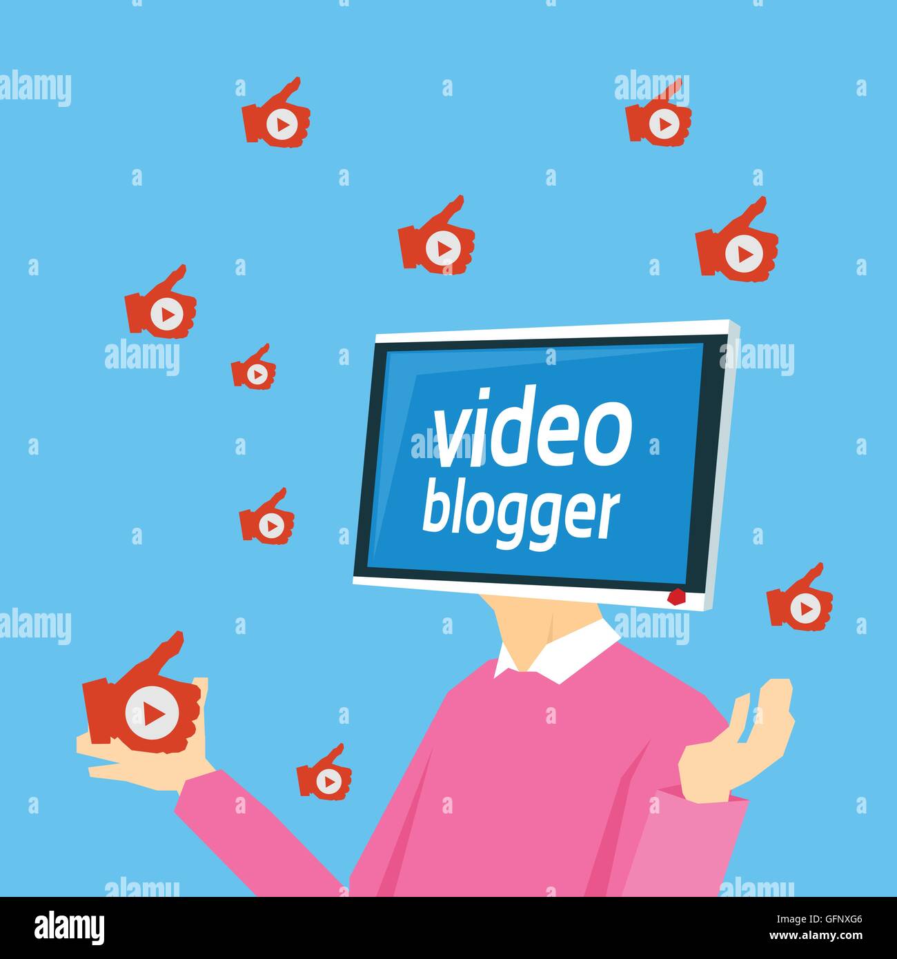 Video Blogger Computer Monitor Head Stock Vector Image & Art - Alamy