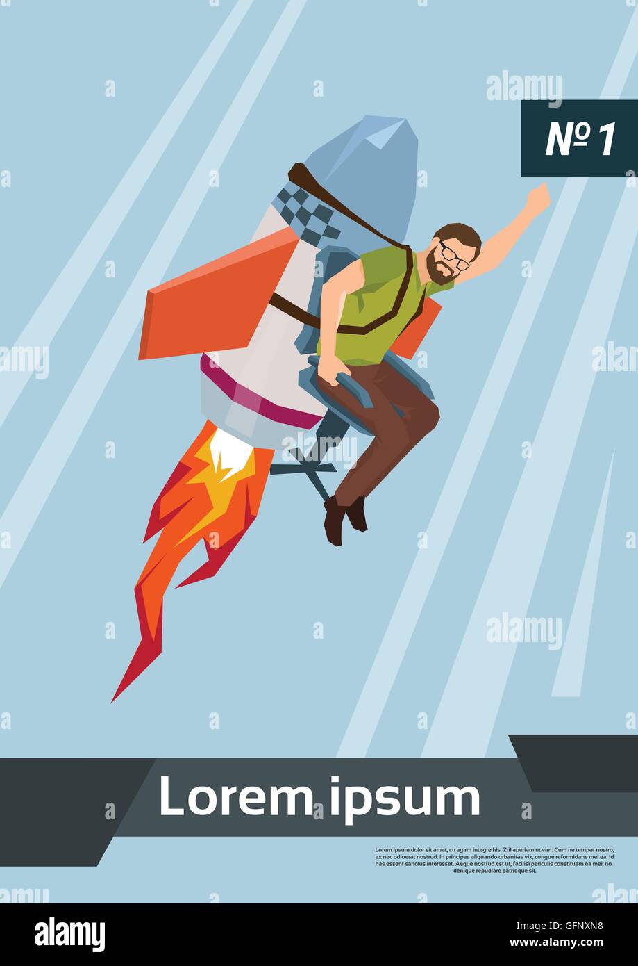 Rocket Fly With Casual Business Man Start Up Success Concept Stock ...
