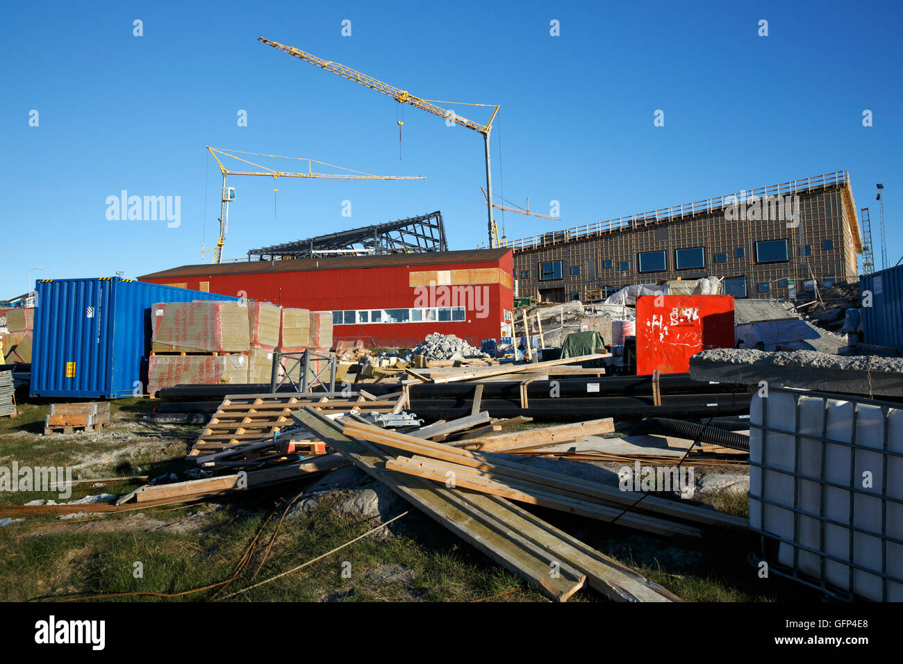 Construction of a new school, Ilulissat Greenland Stock Photo
