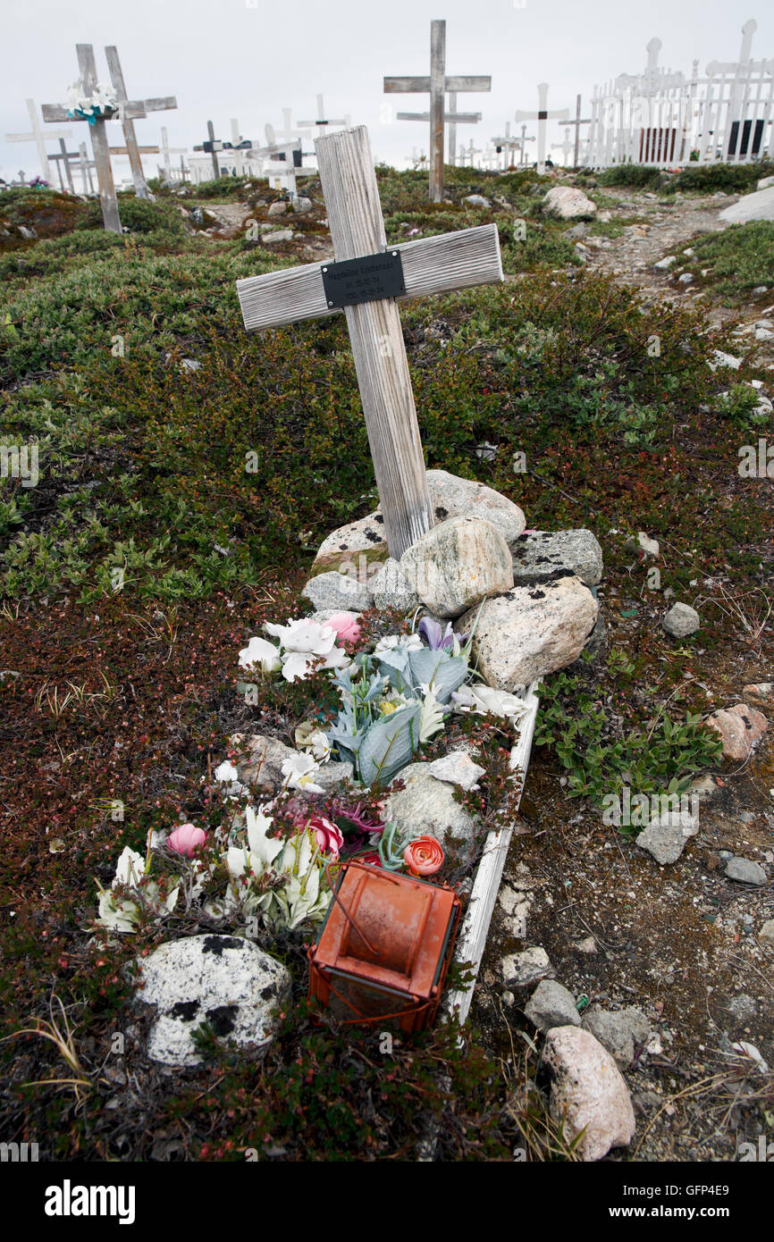 Child's grave, Ilulissat Greenland Stock Photo