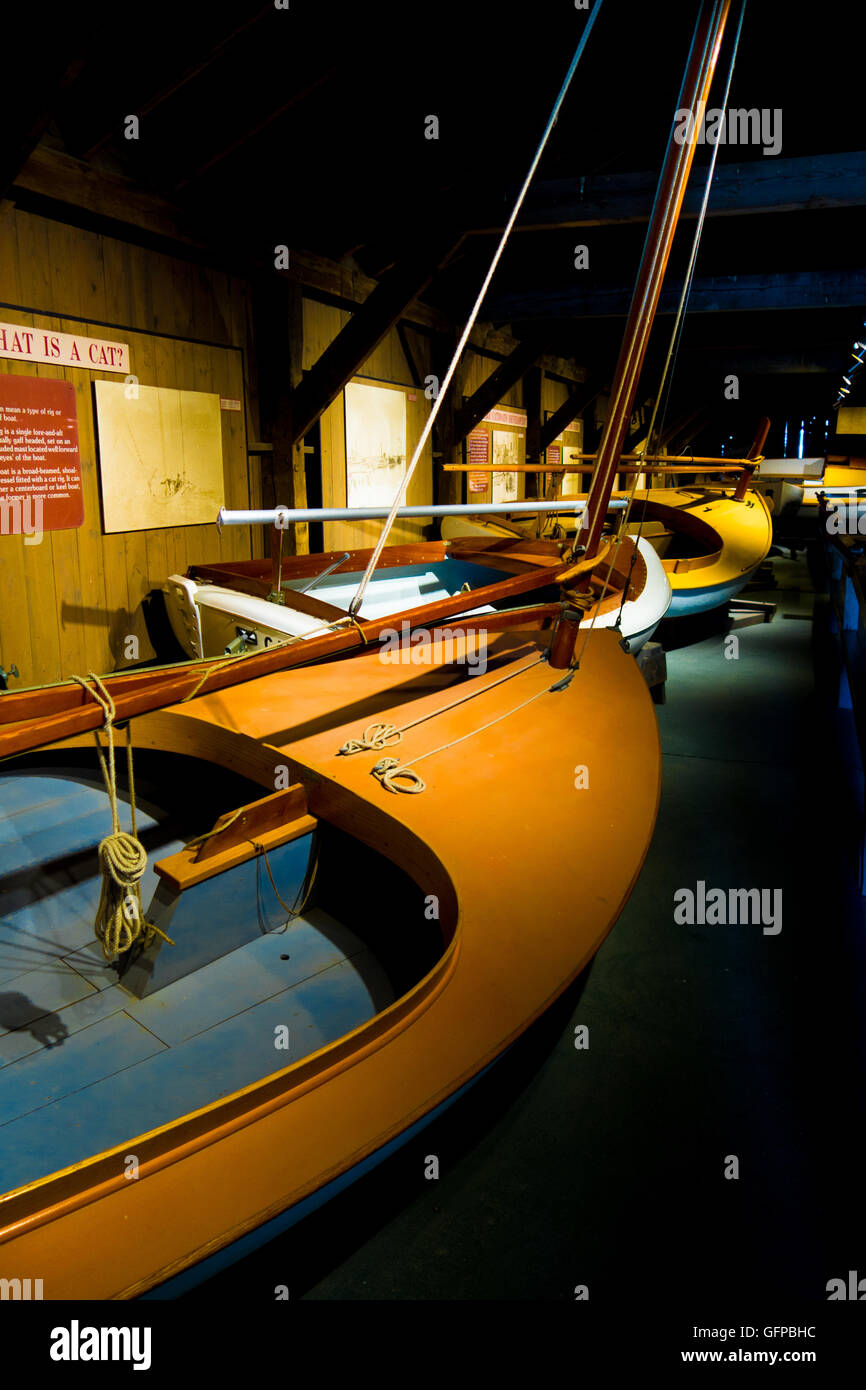 Wooden boats in the Mystic Seaport Museum, Mystic, Connecticut, USA Stock Photo